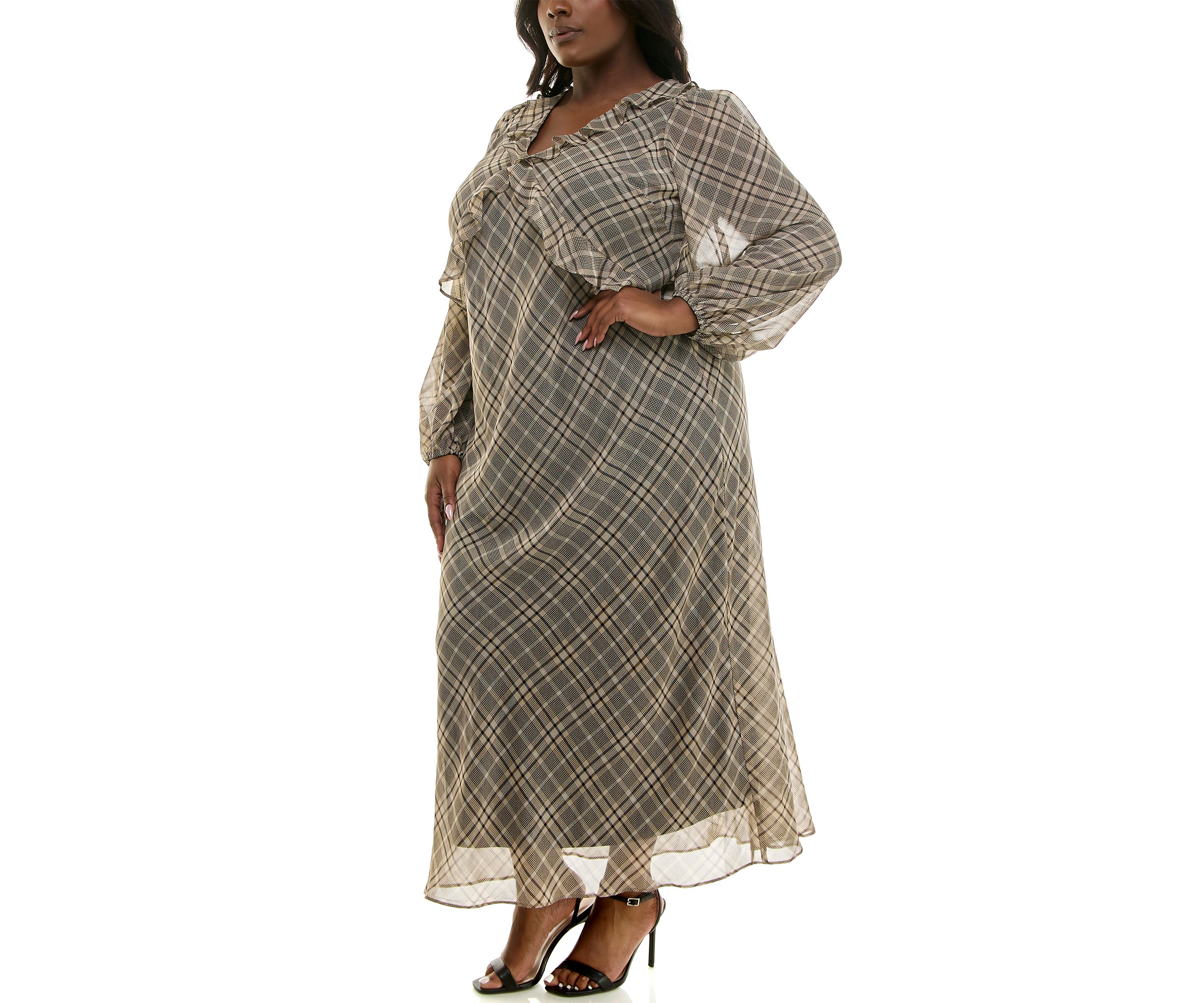 Long Ruffle Detail Dress
