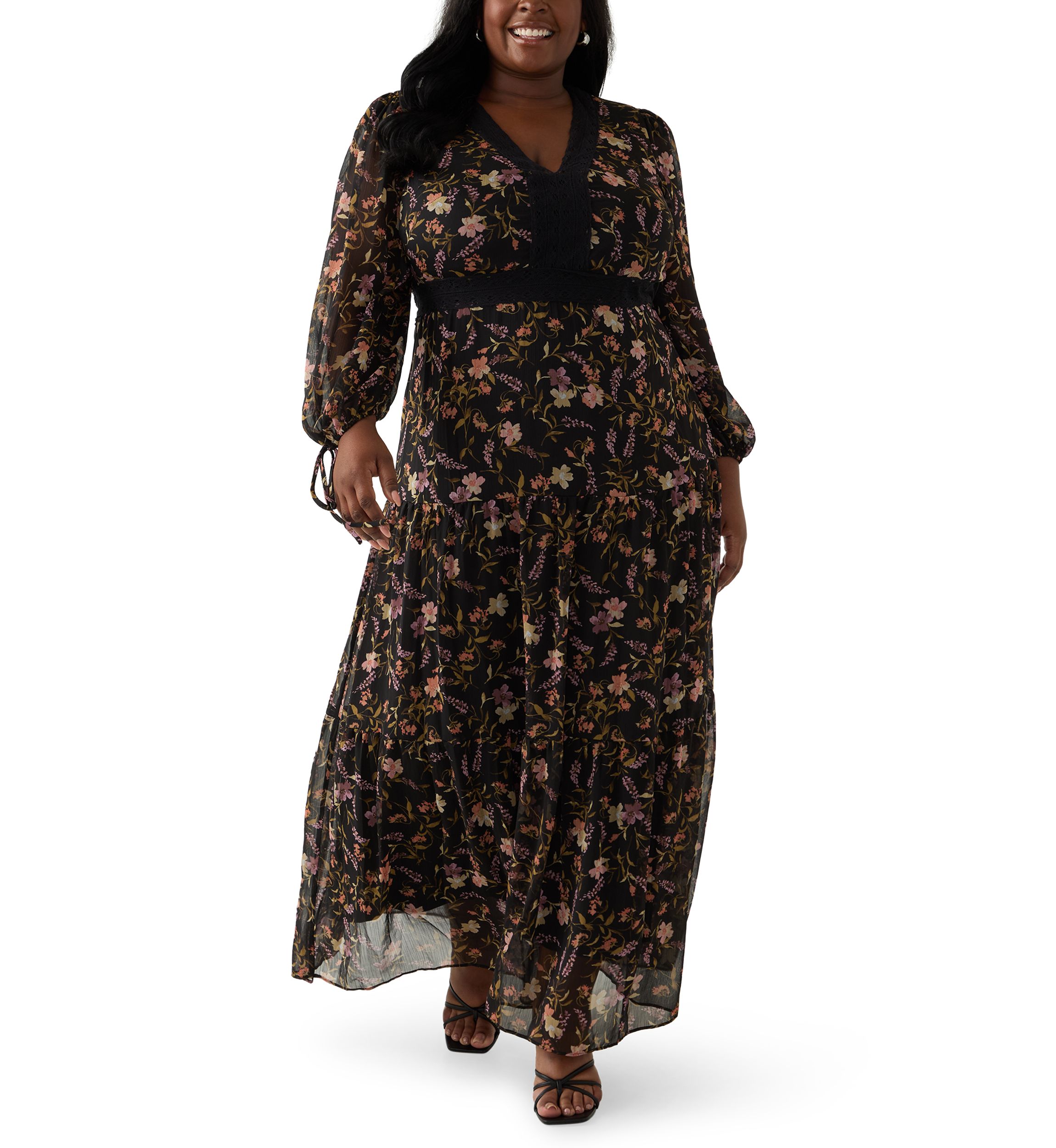 Plus Size Tiered Floral A-Line Dress