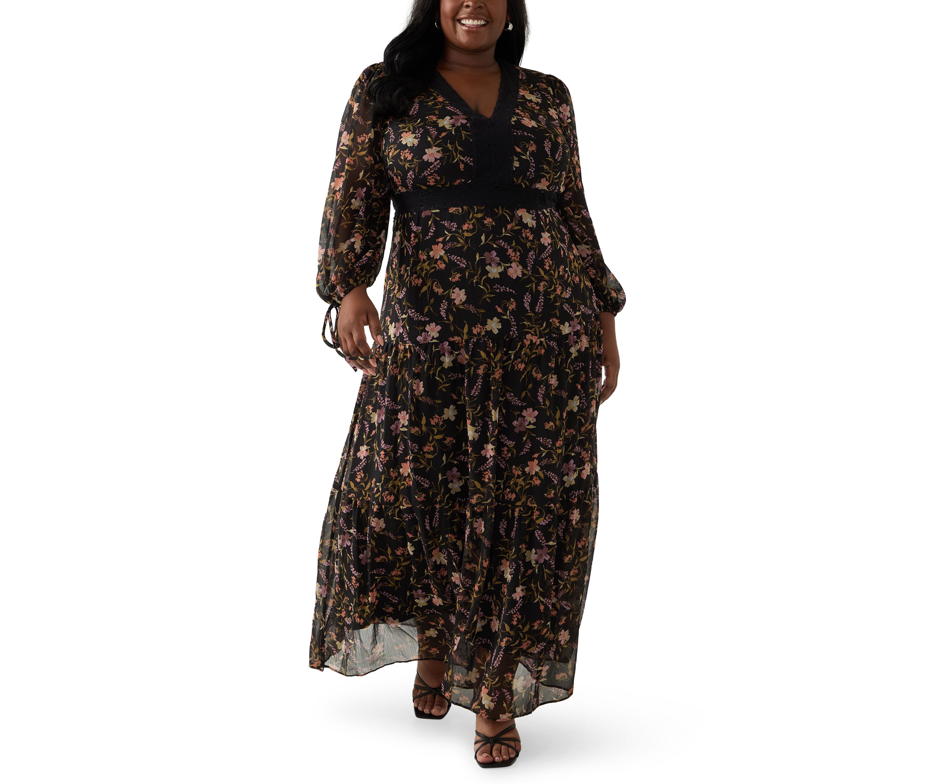 Plus Size Tiered Floral A-Line Dress