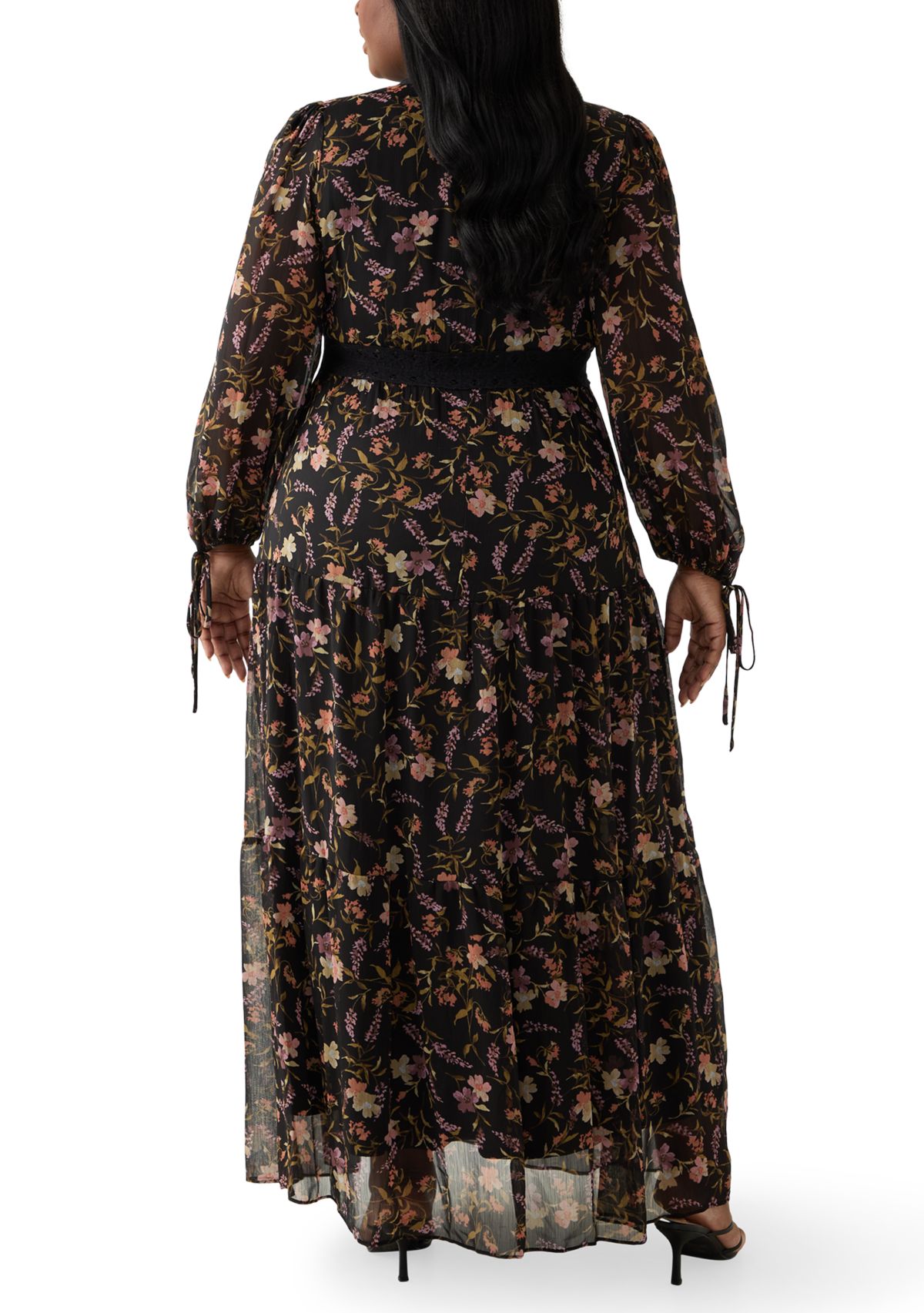 Plus Size Tiered Floral A-Line Dress