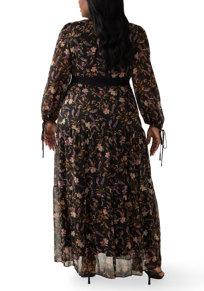 Plus Size Tiered Floral A-Line Dress