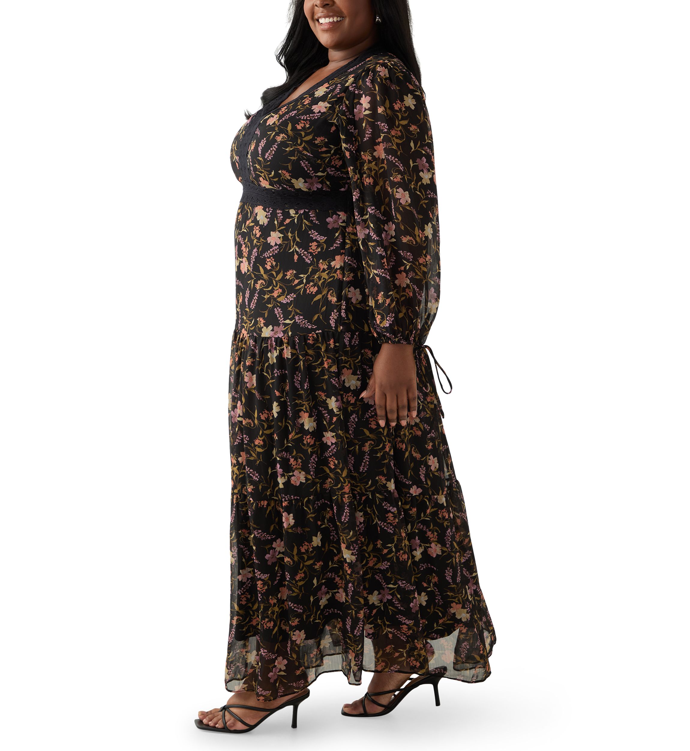 Plus Size Tiered Floral A-Line Dress