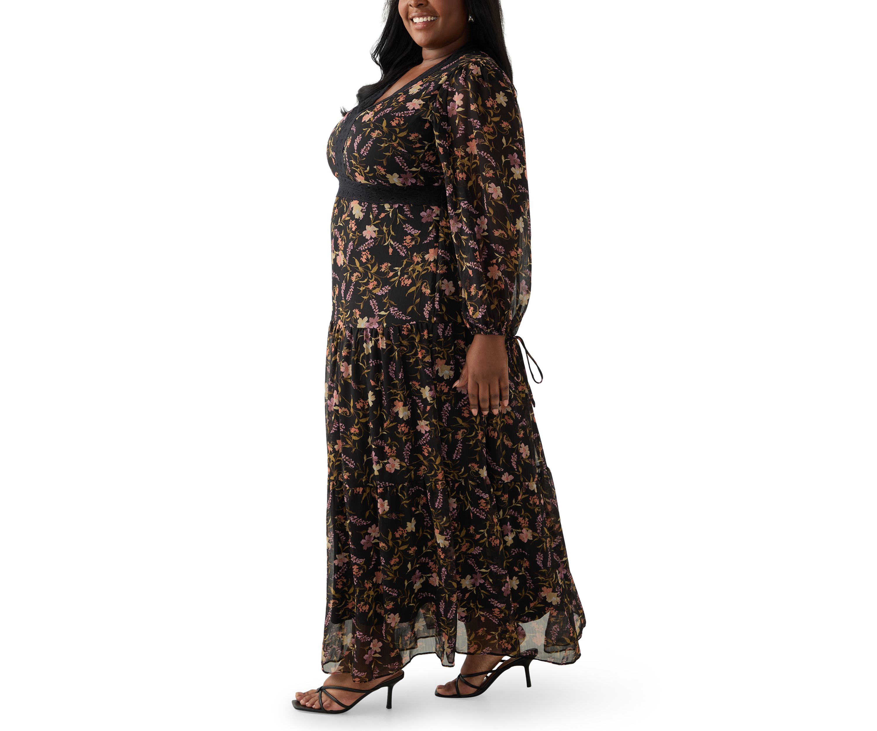 Plus Size Tiered Floral A-Line Dress