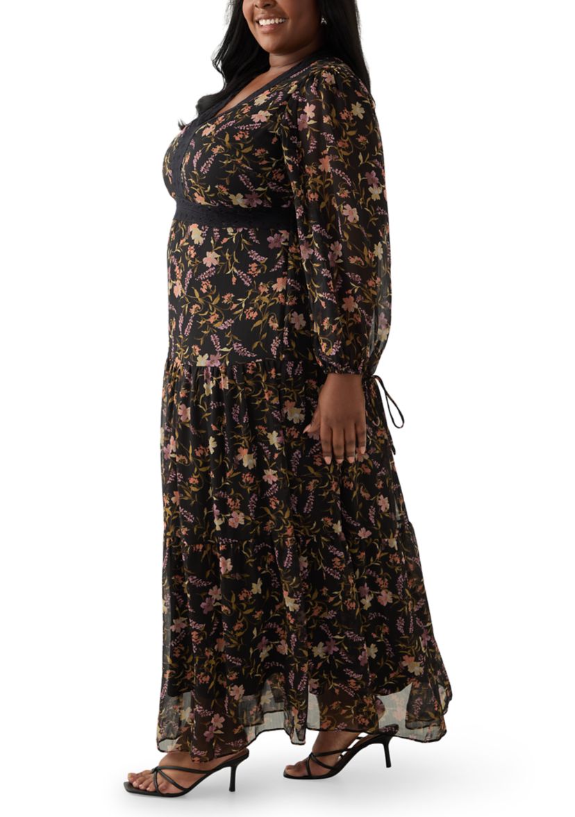 Plus Size Tiered Floral A-Line Dress