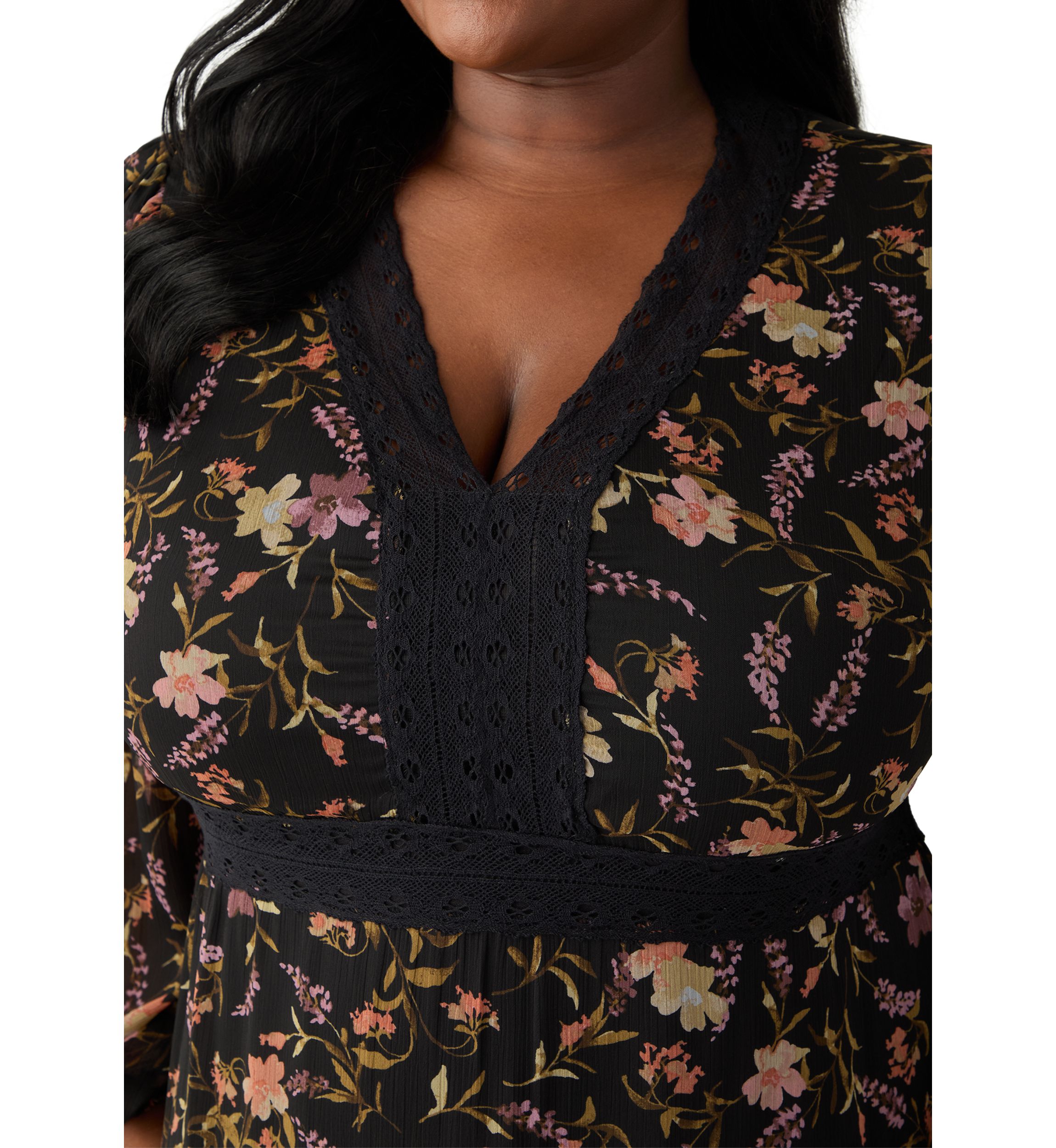 Plus Size Tiered Floral A-Line Dress