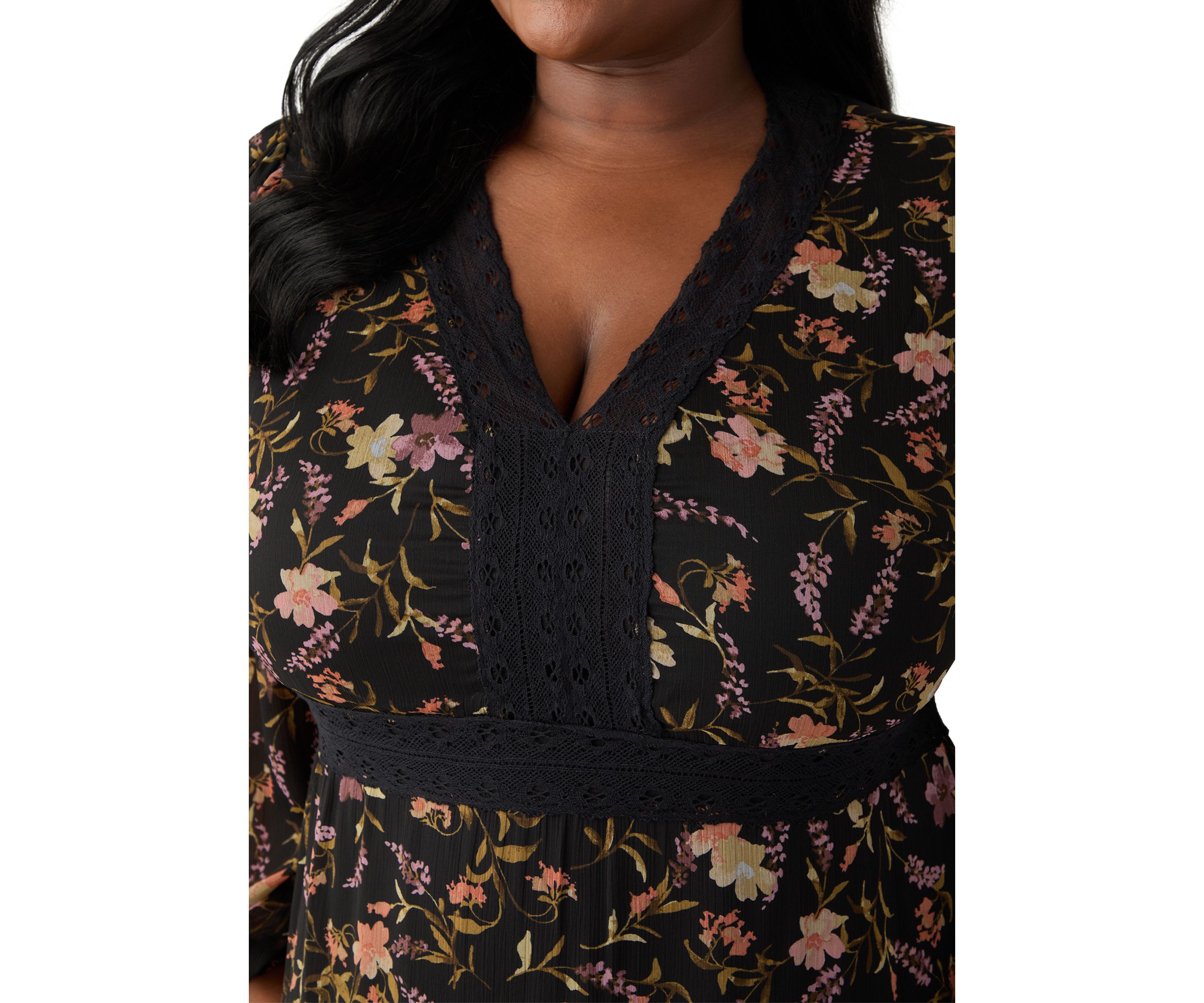 Plus Size Tiered Floral A-Line Dress