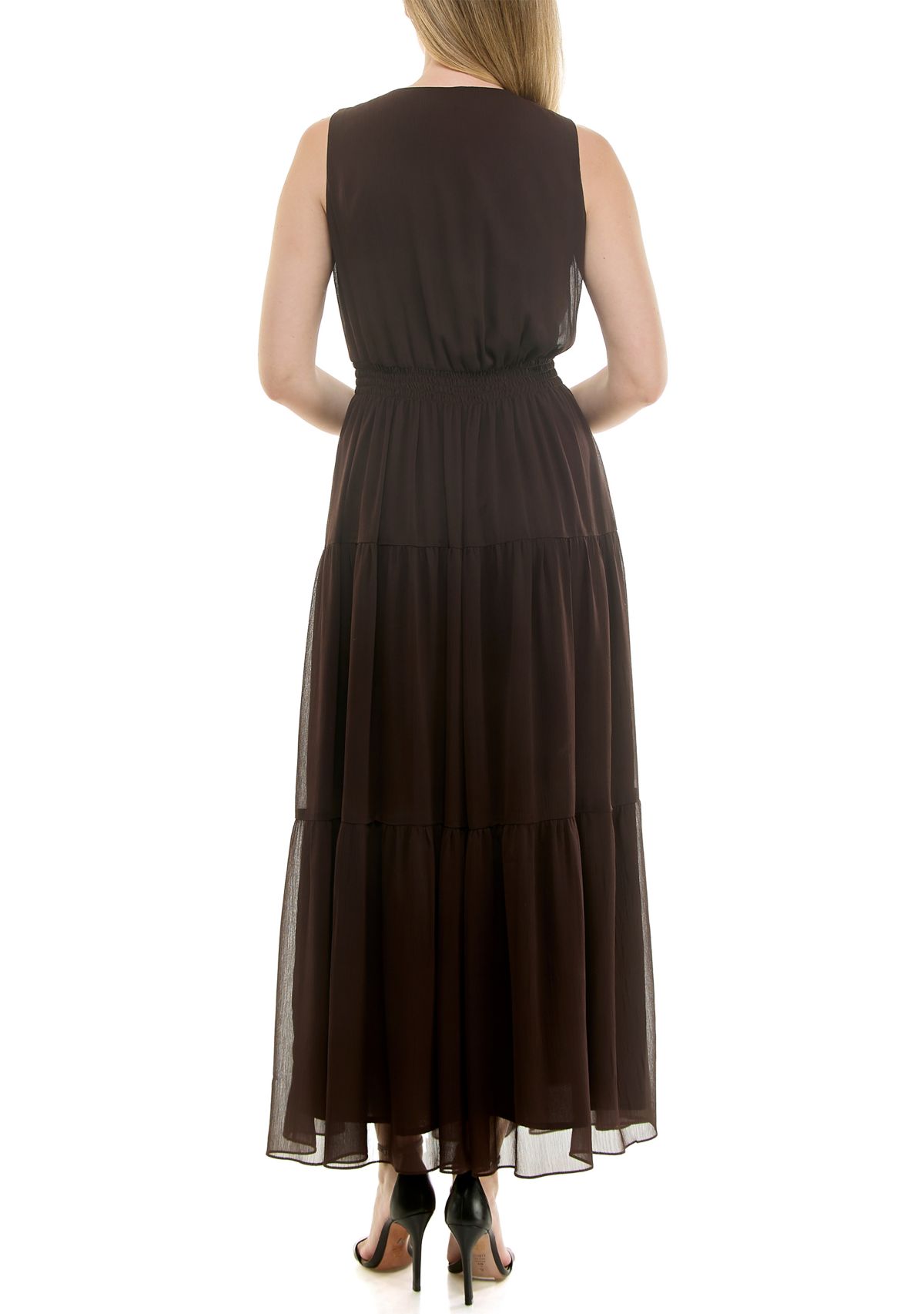 Womens Button Front Chiffon Dress