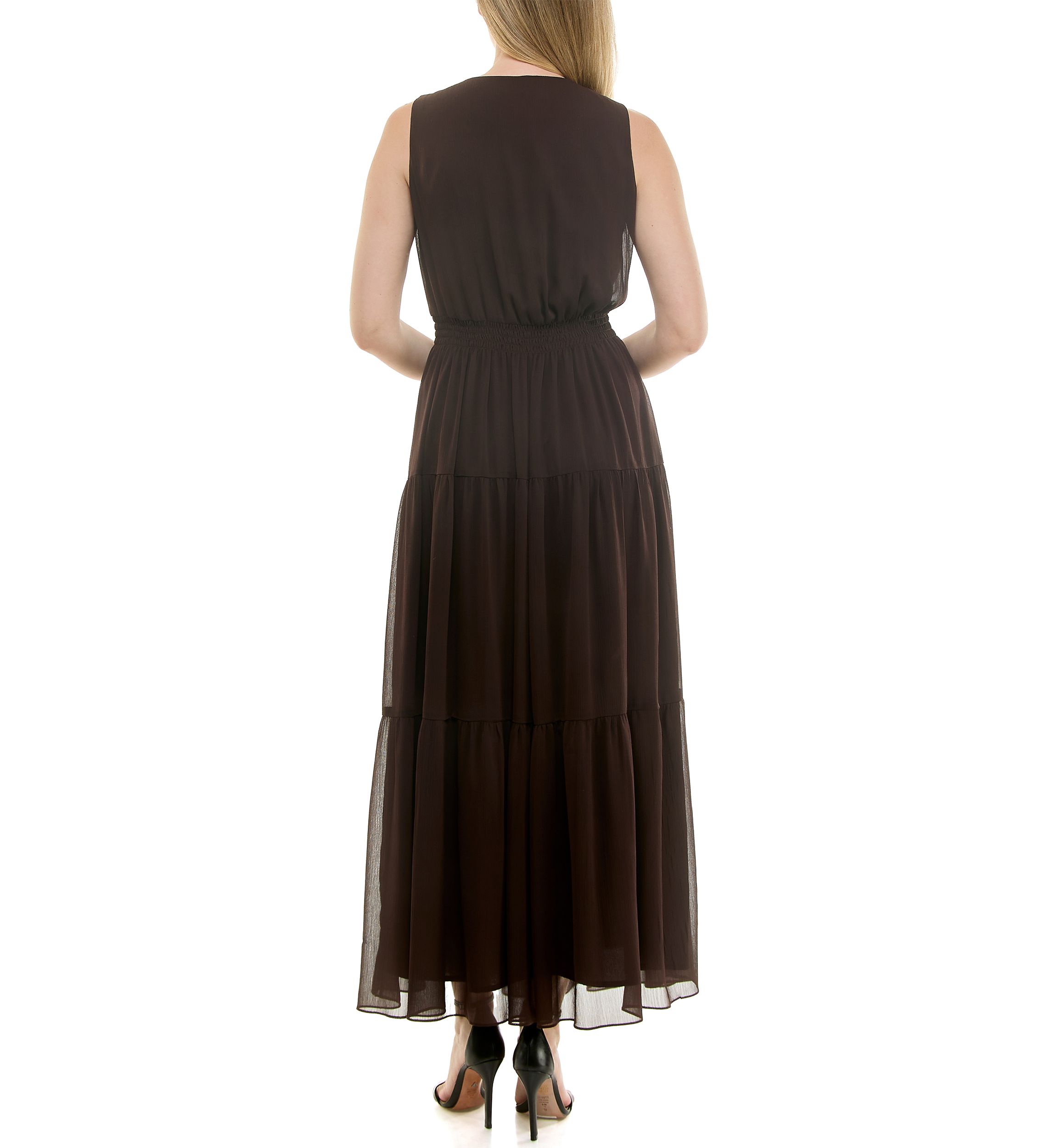 Womens Button Front Chiffon Dress