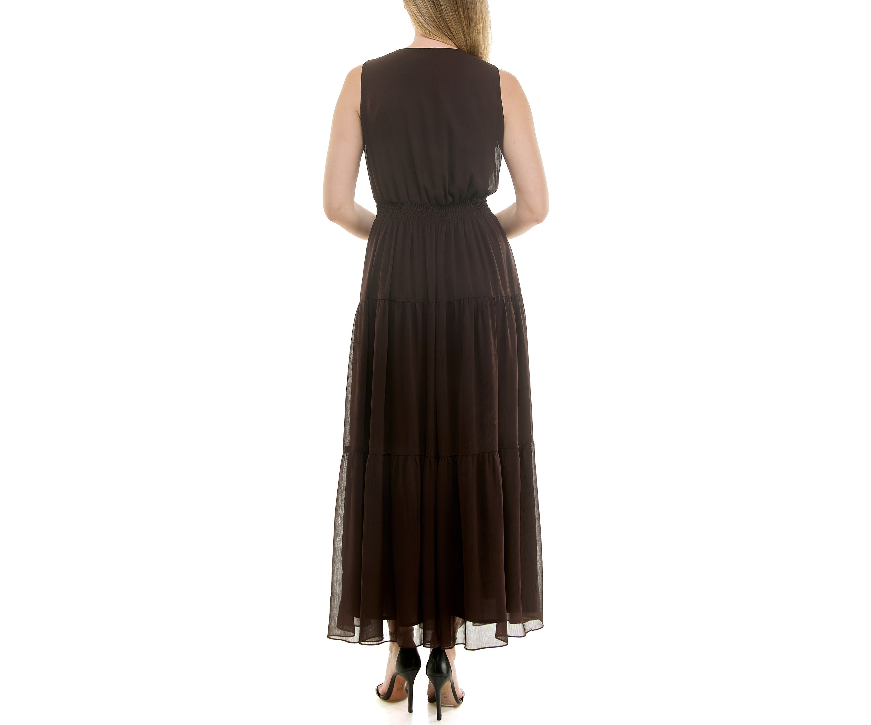 Womens Button Front Chiffon Dress