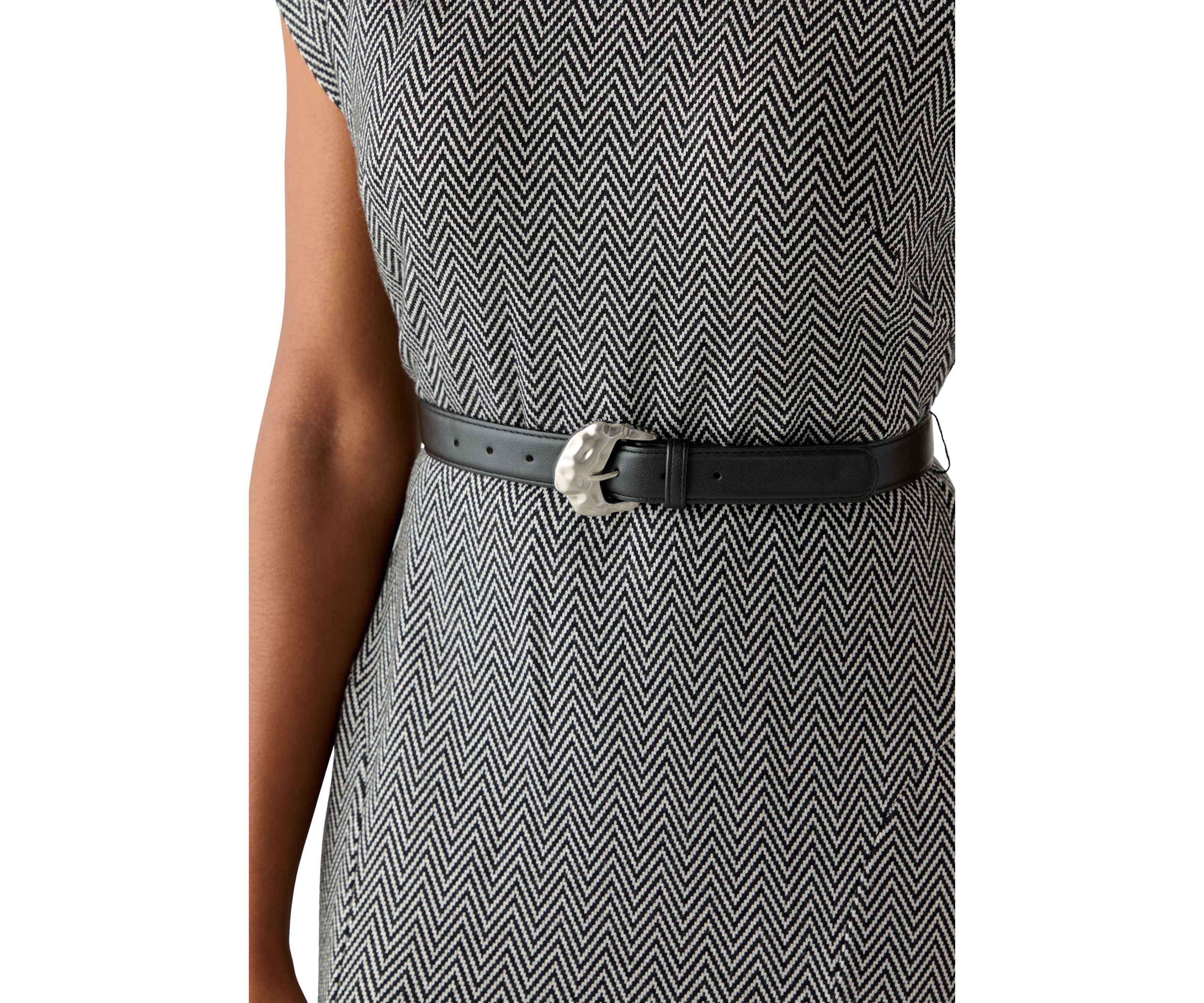 Womens Short Sleeve High Neck Knit Belted Midi Dress