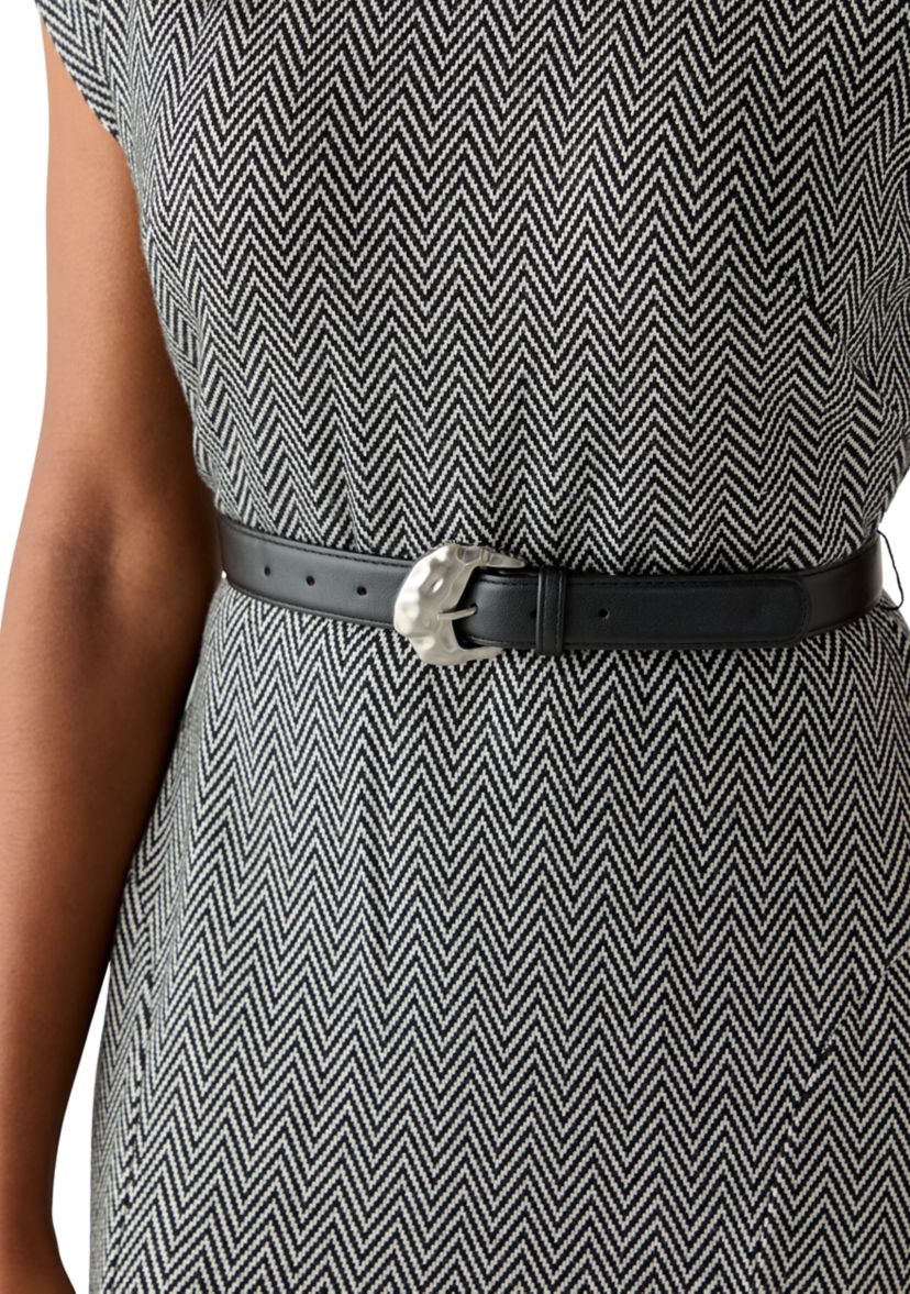 Womens Short Sleeve High Neck Knit Belted Midi Dress