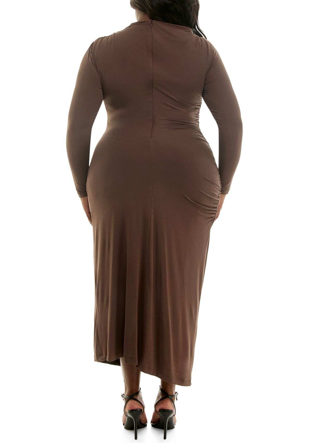 Plus Size Asymmetrical Ruched Midi Dress