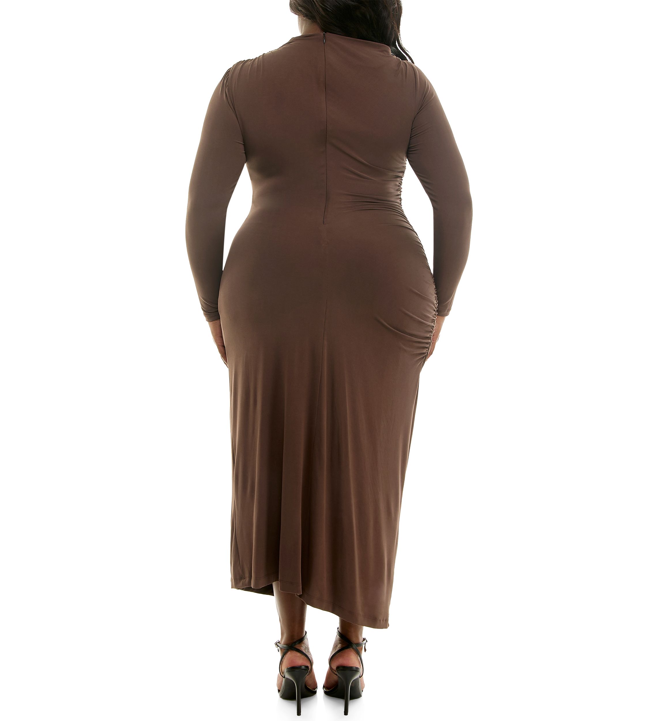 Plus Size Asymmetrical Ruched Midi Dress