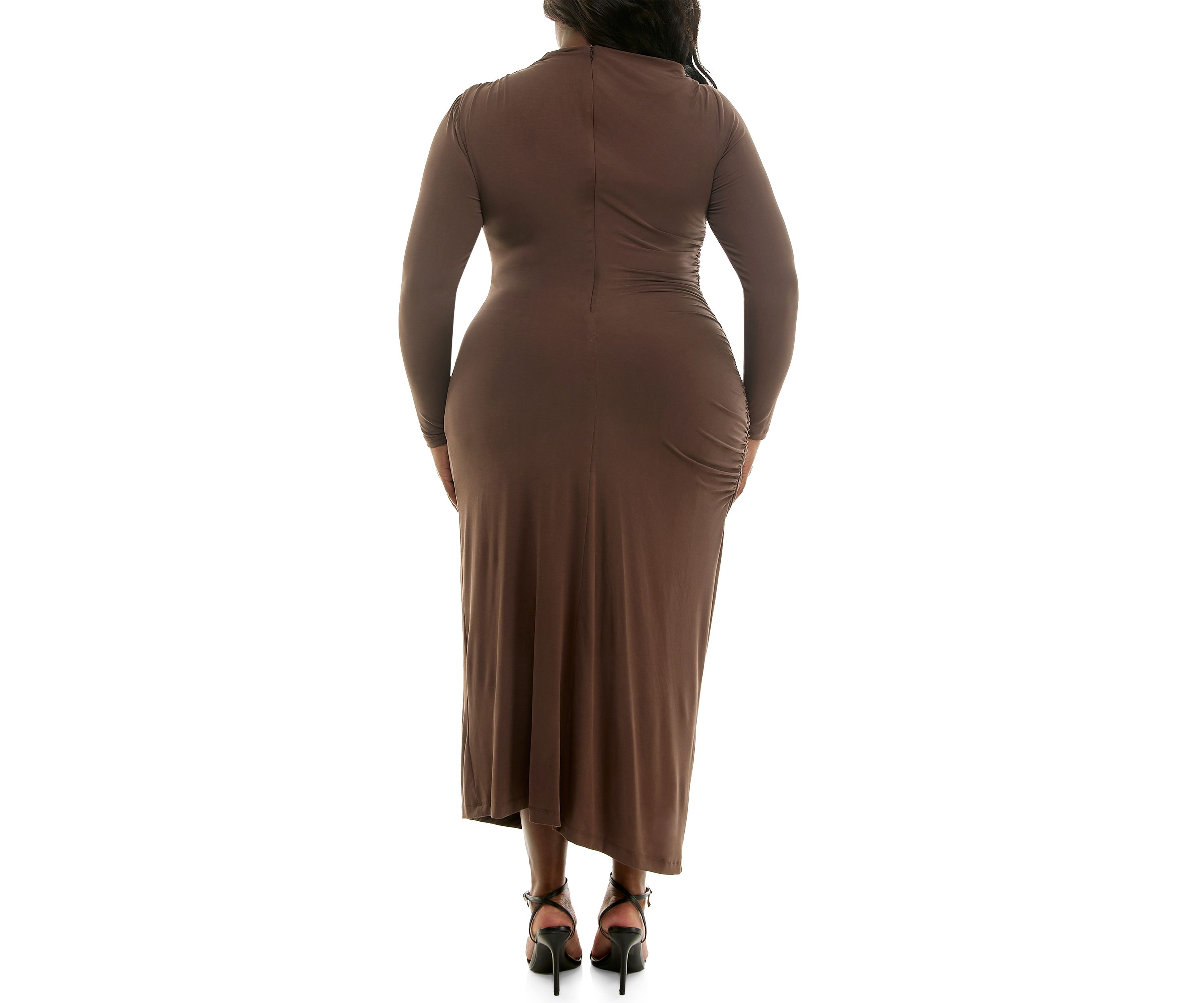 Plus Size Asymmetrical Ruched Midi Dress