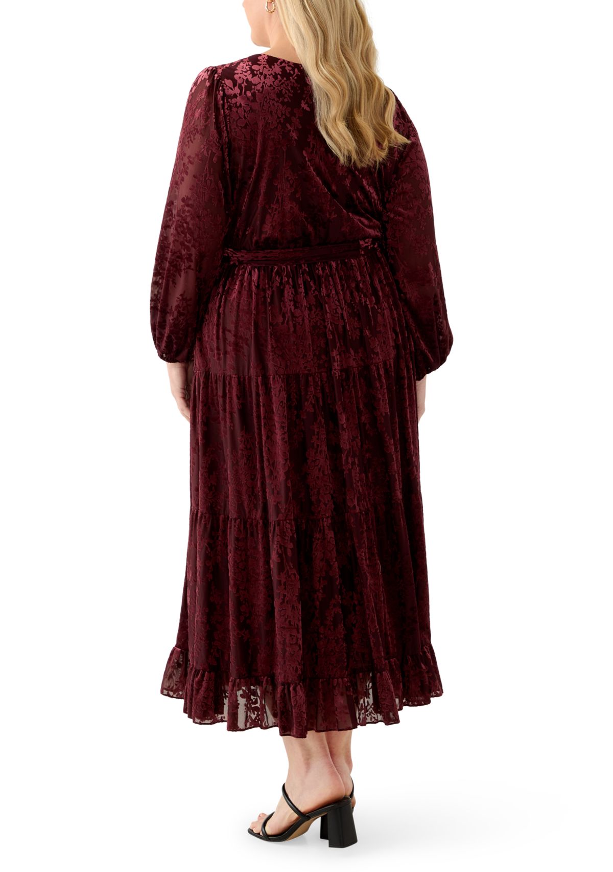 Plus Size Long Tiered Velvet Dress