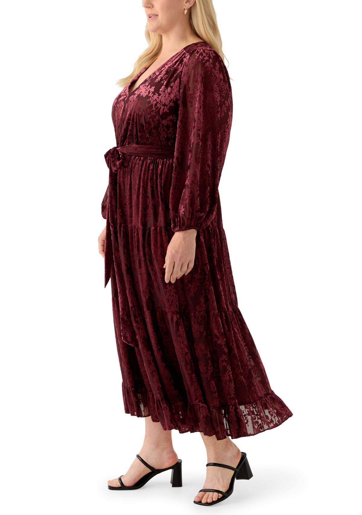 Plus Size Long Tiered Velvet Dress