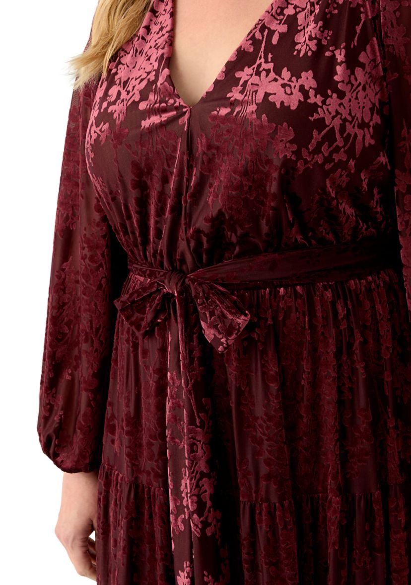 Plus Size Long Tiered Velvet Dress