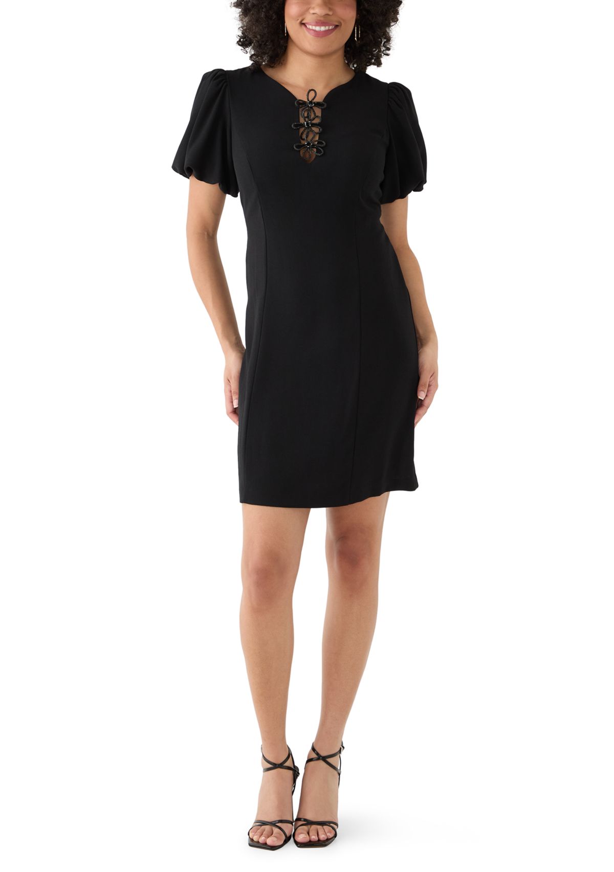 Womens Rhinestone Crew Neck Sheath