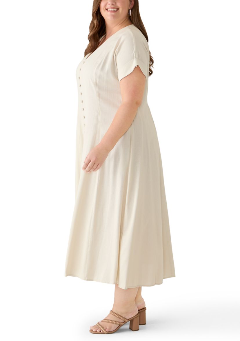 linen dress plus size Beth'23 Oversized linen Dress with Long Sleeves
