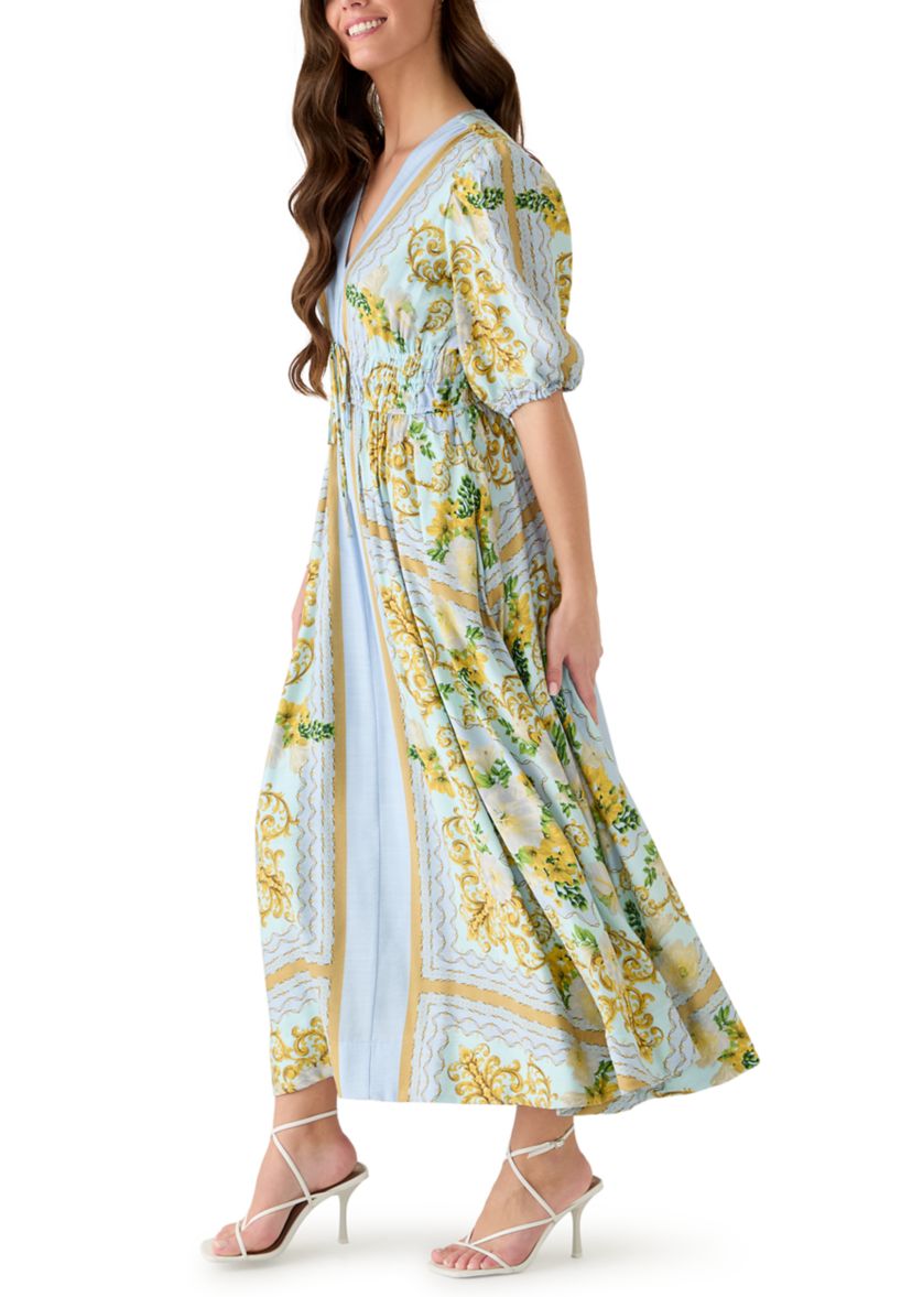 Taylor Women's Short Puff Sleeve V-Neck Floral Crepe Maxi Dress | Belk