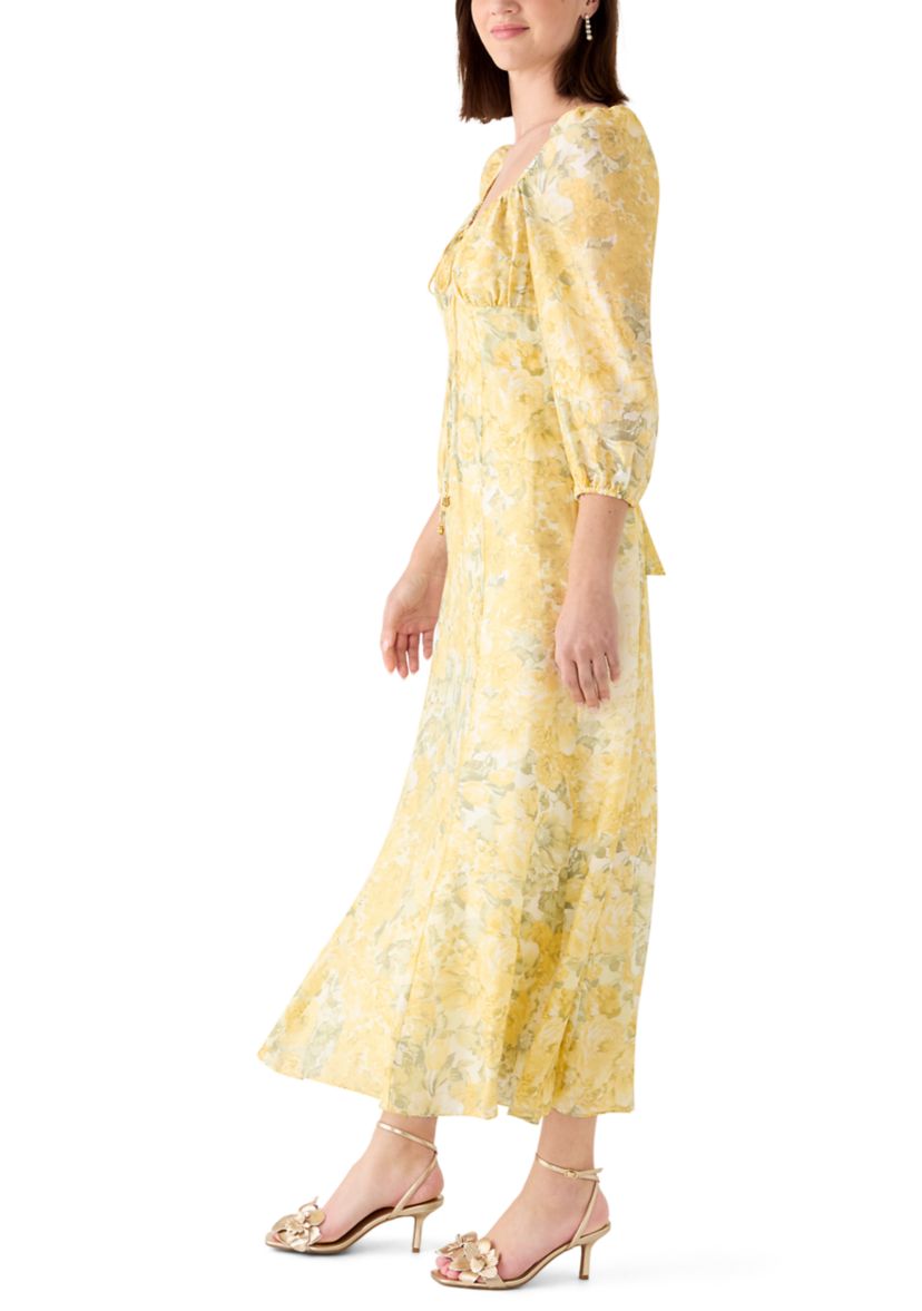 taylor floral midi dress Floral Puff Sleeve Midi Dress by Lily and Taylor