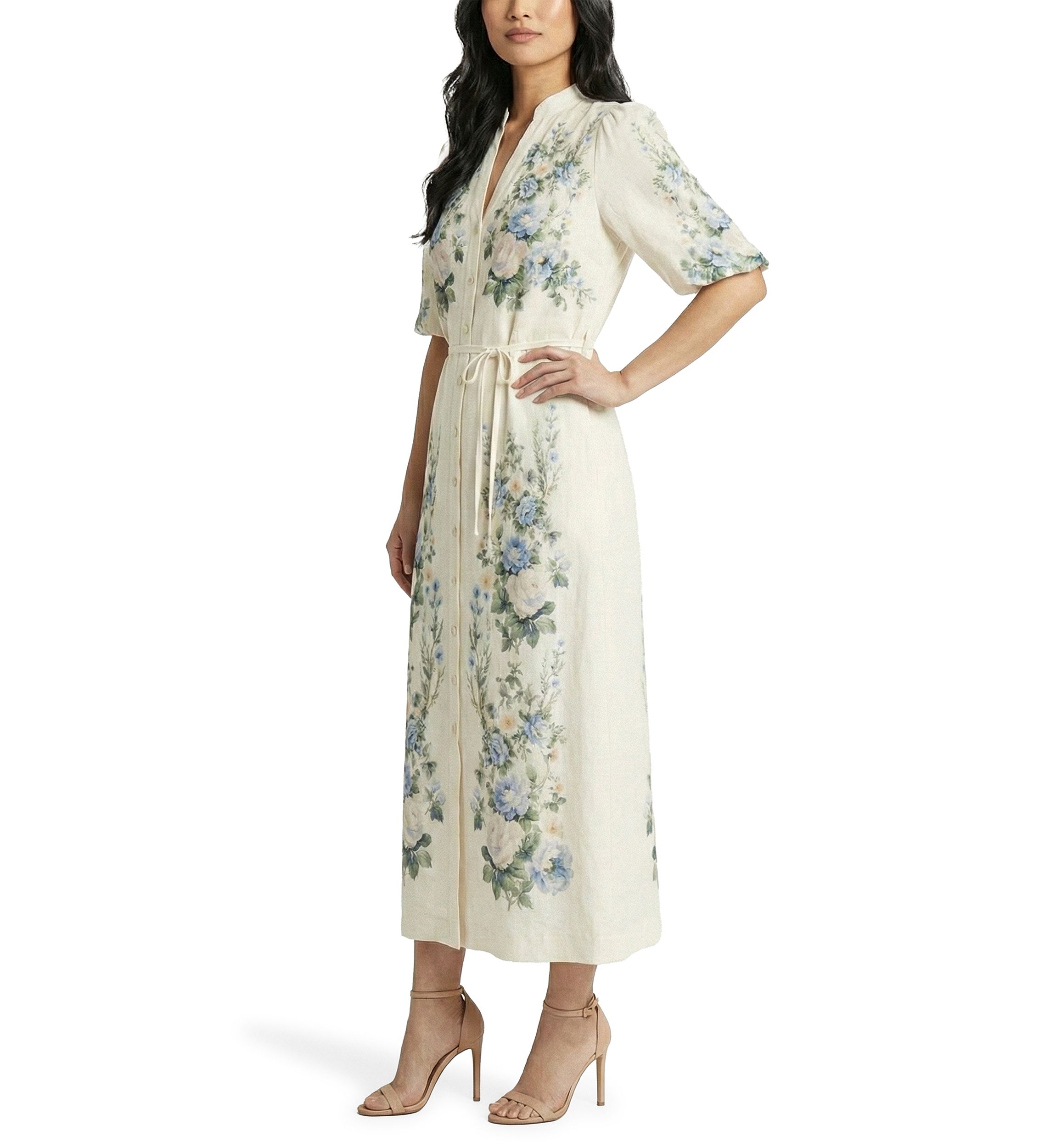 Women's Floral Shirtdress with Sash