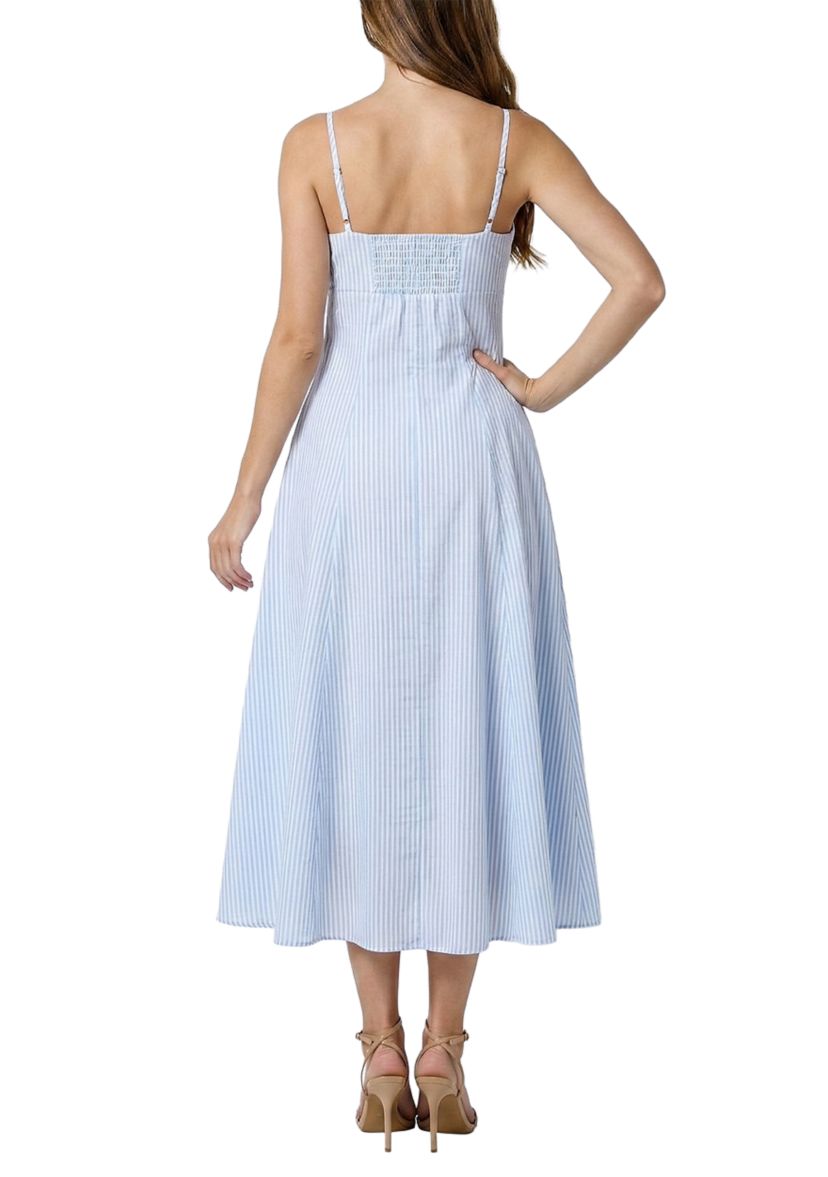 Taylor Striped Button Front Linen Midi Dress | Belk