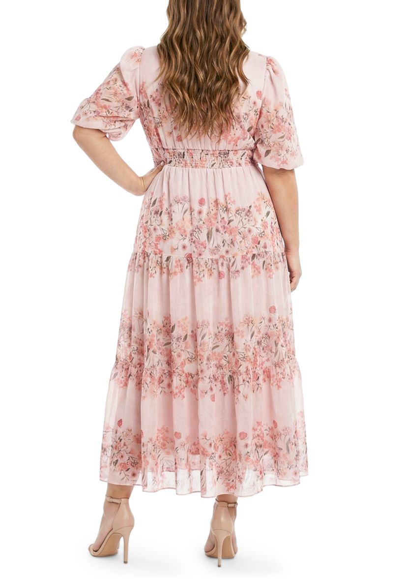 Taylor Plus Size Floral Twist Front A Line Dress | Belk
