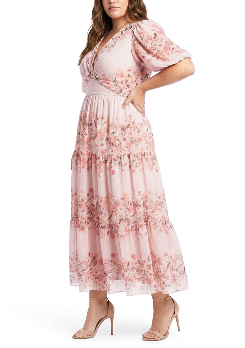 Taylor Plus Size Floral Twist Front A Line Dress | Belk