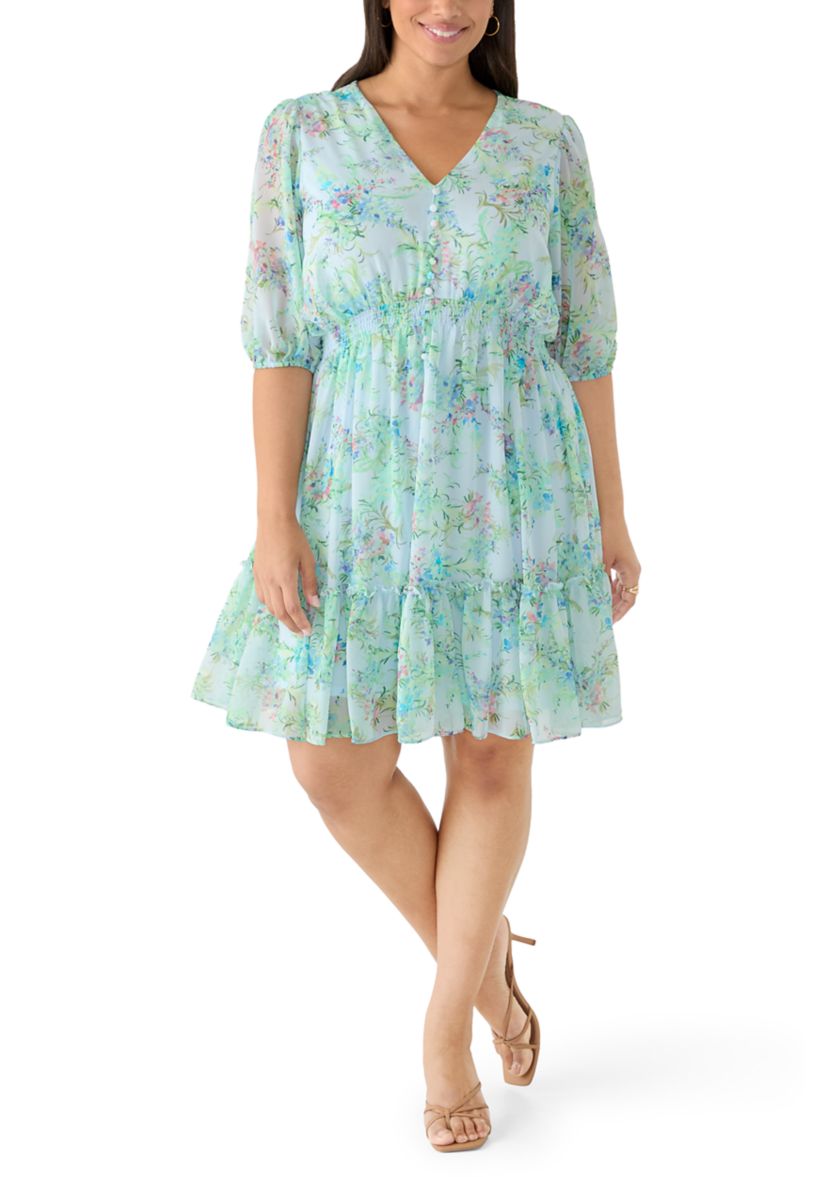 Taylor Plus Size A-Line Chiffon Mini Dress | Belk