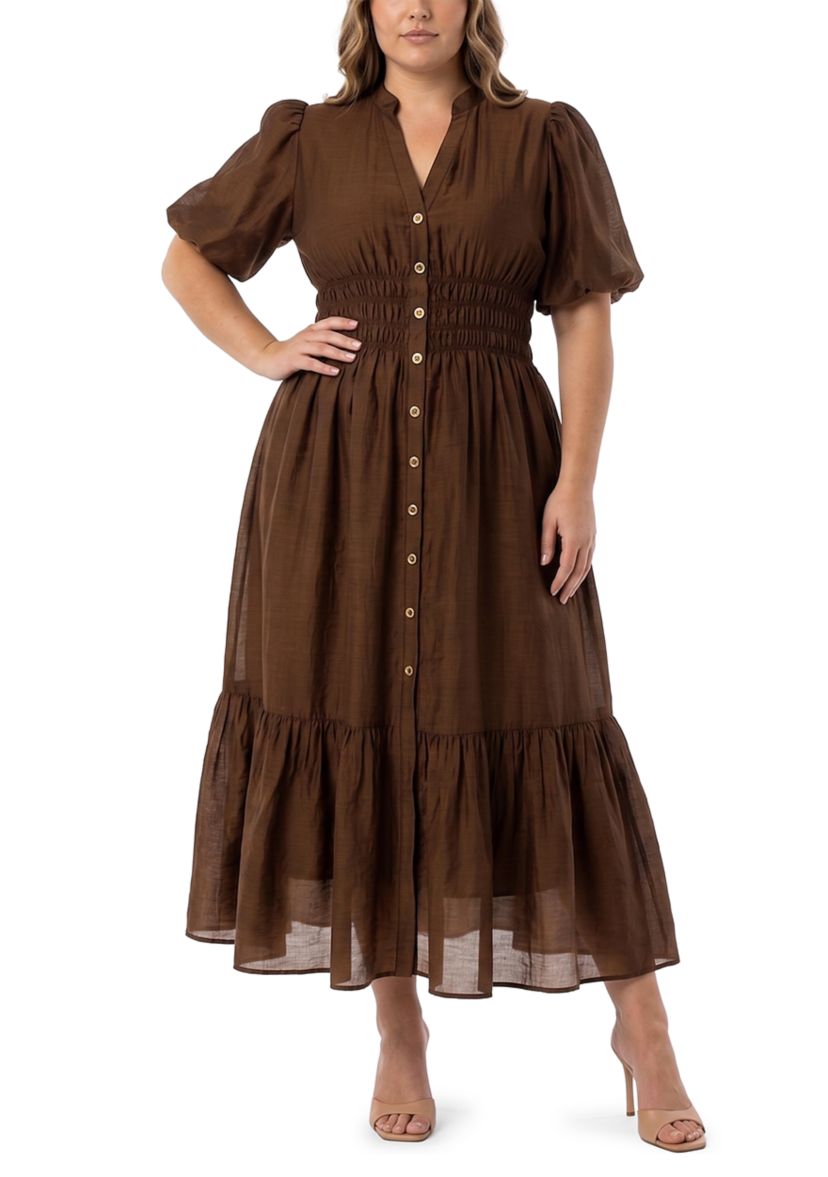 brown cotton summer dress MALLORCA - coffee linen Color:BLACK SEQUIN Shade Perennials L/XL Weight Women's Black/floral Linen-Blend Dress