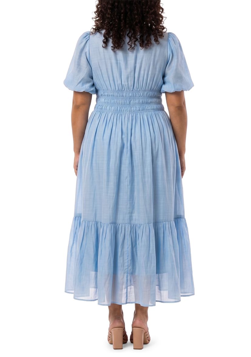 Taylor Plus Size Button Front Smocked Waist Dress | Belk