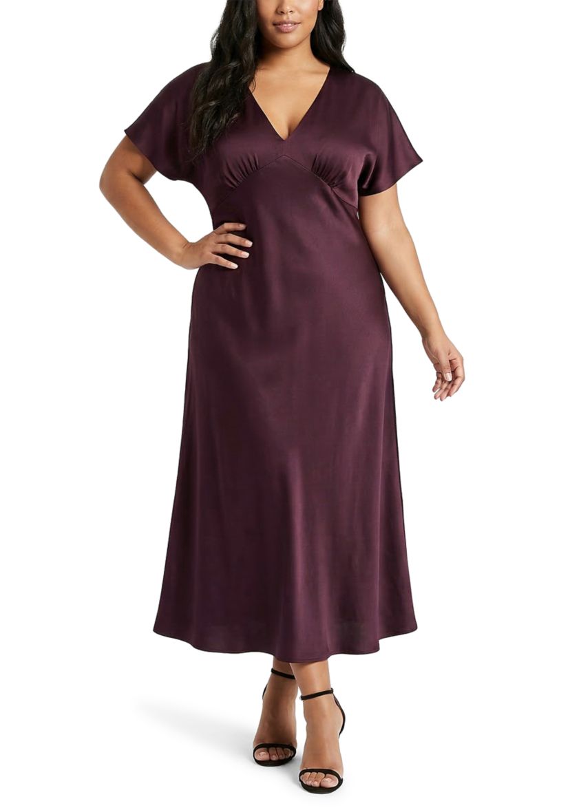 Taylor Plus Size Satin Dolman Sleeve Fit & Flare Dress | Belk