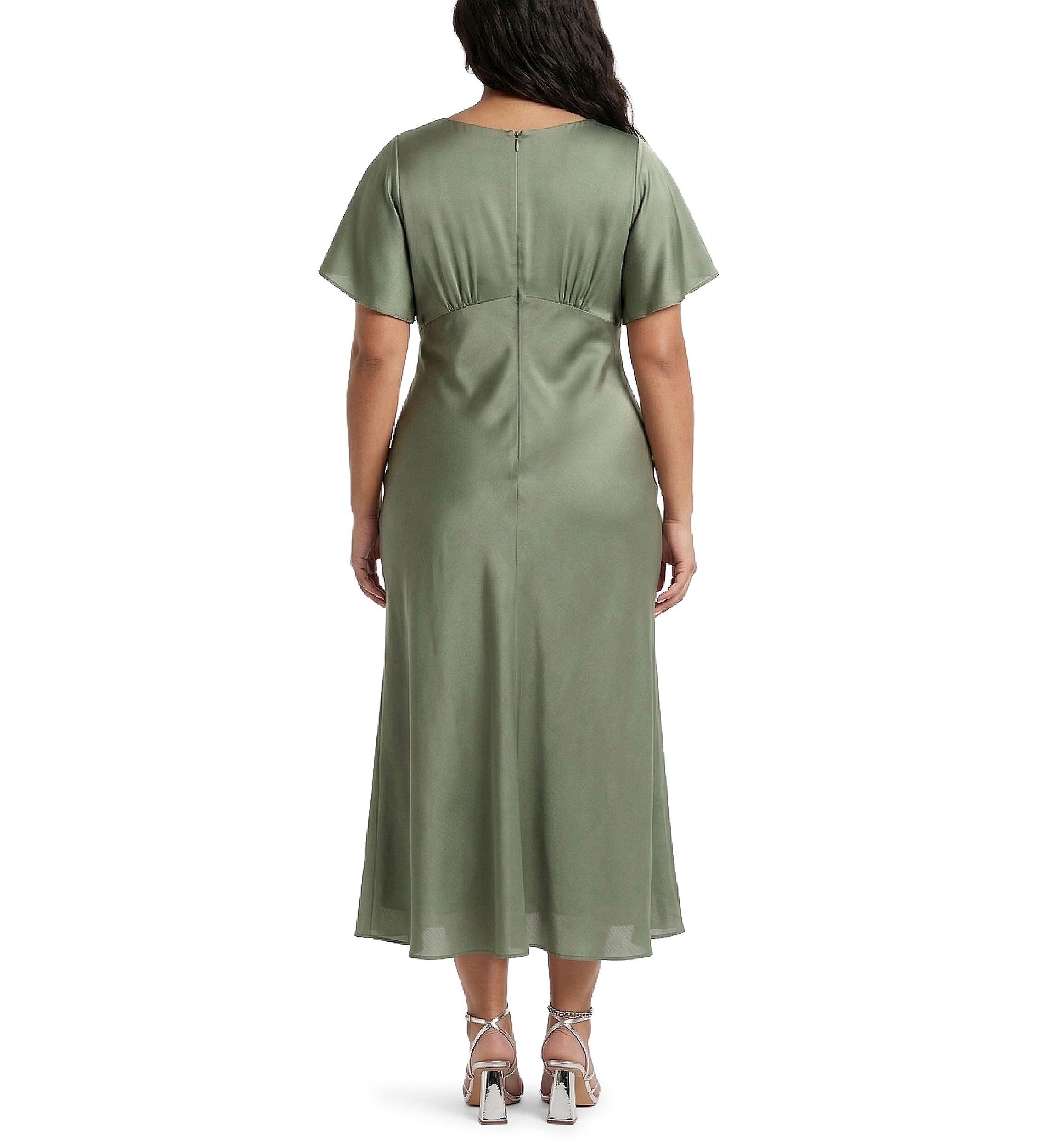 belk maxi dresses plus size Crown & Ivy Plus Size Double Flutter Sleeve Belted Maxi Dress