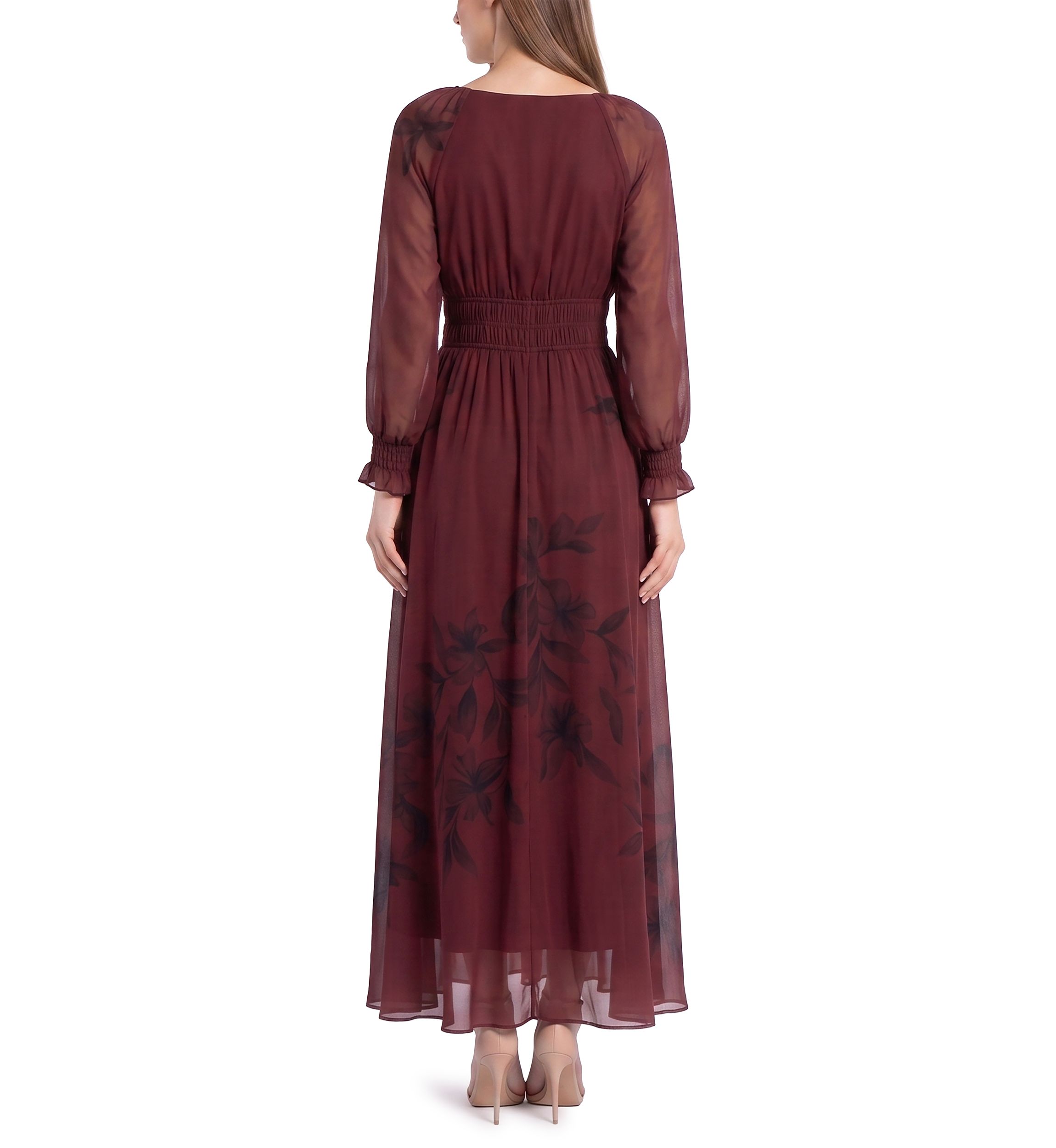 Taylor Women's Chiffon Long Sleeve Maxi Dress