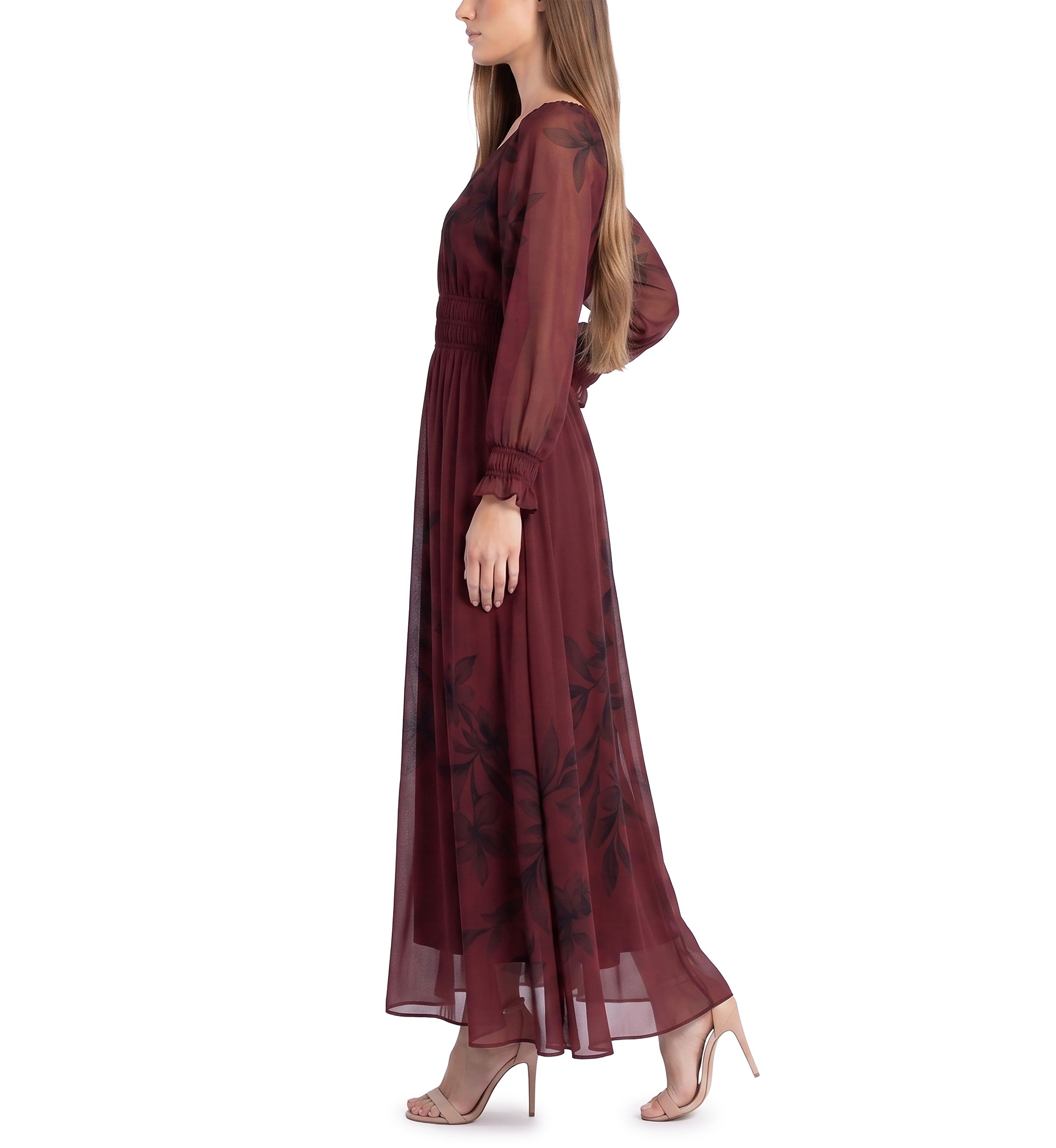 Taylor Women's Chiffon Long Sleeve Maxi Dress