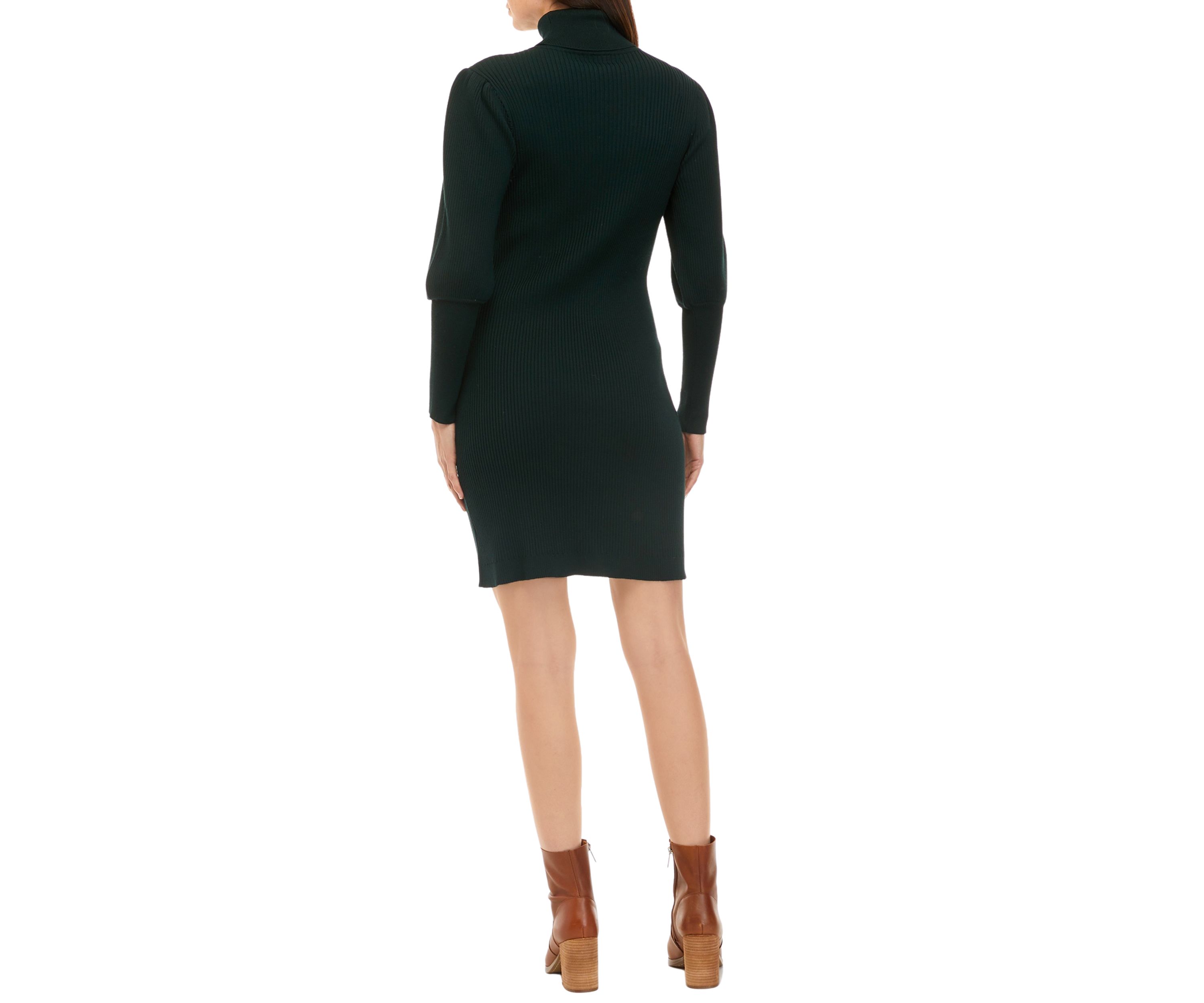 Womens Olive Puff Sleeve Dress