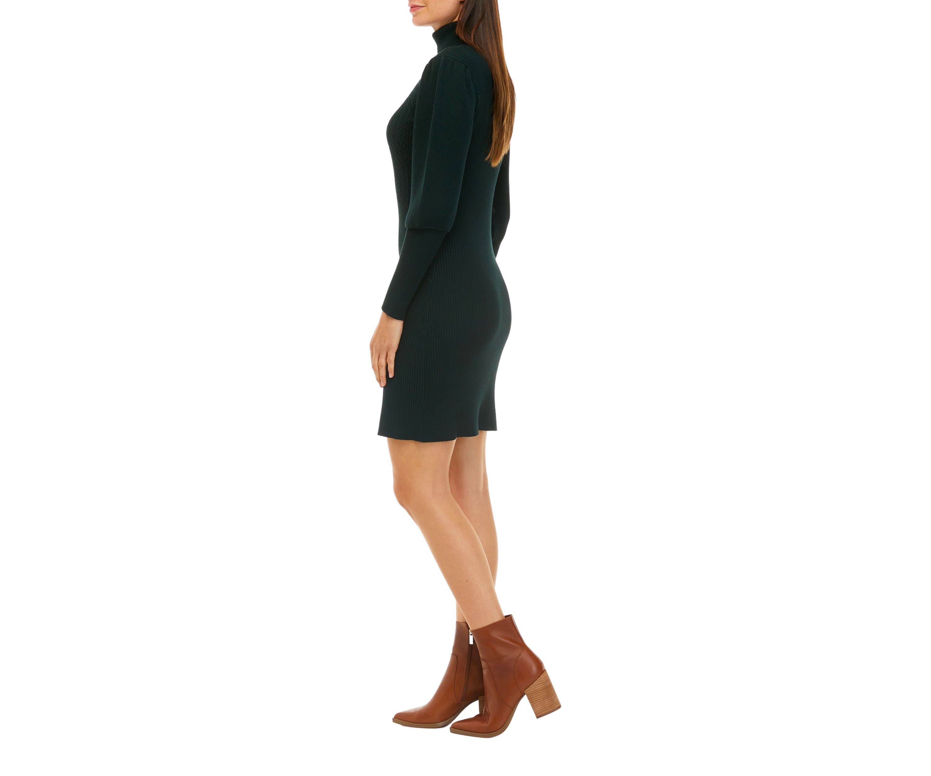 Womens Olive Puff Sleeve Dress