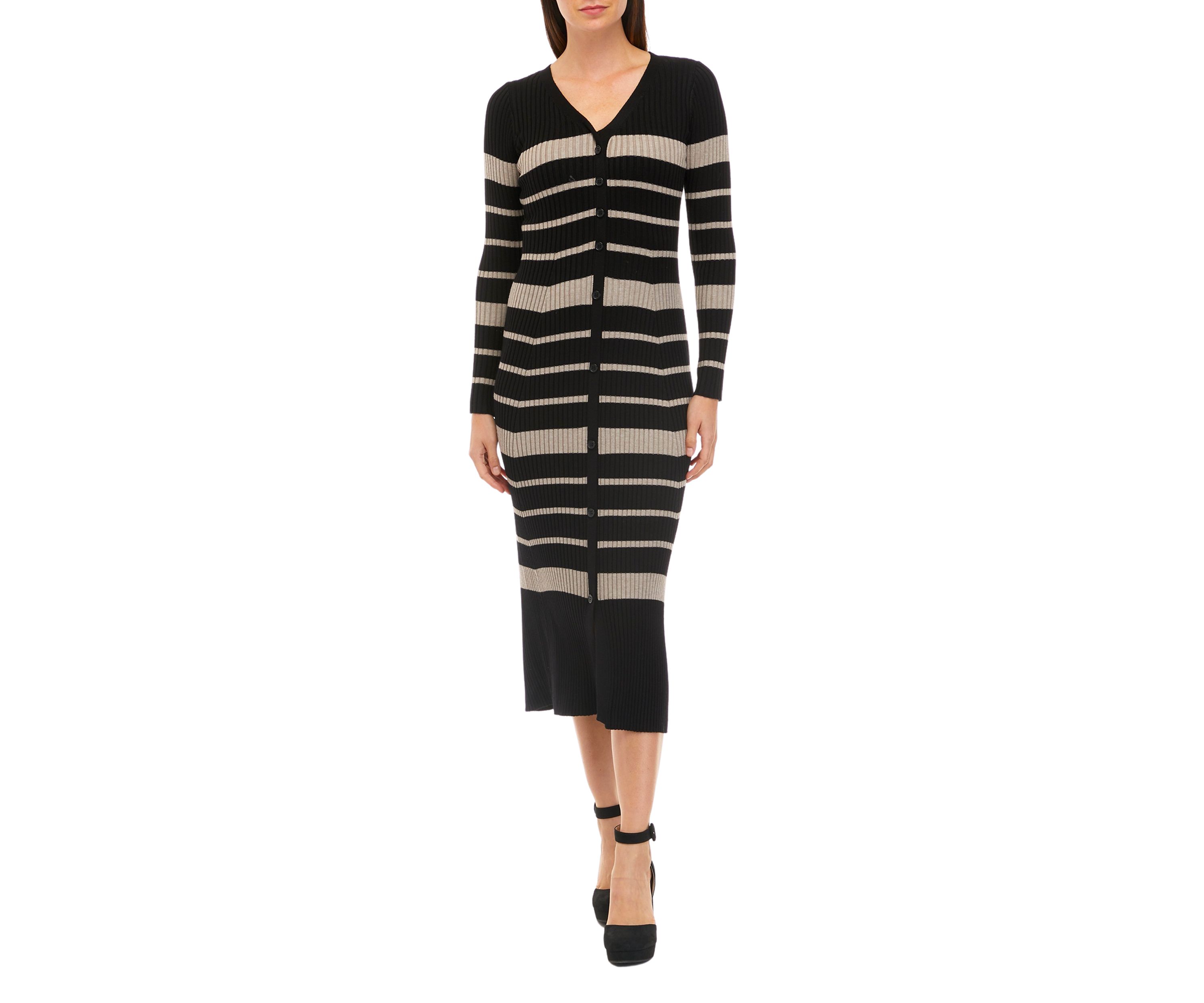 Womens Stripe Fit and Flare Dress