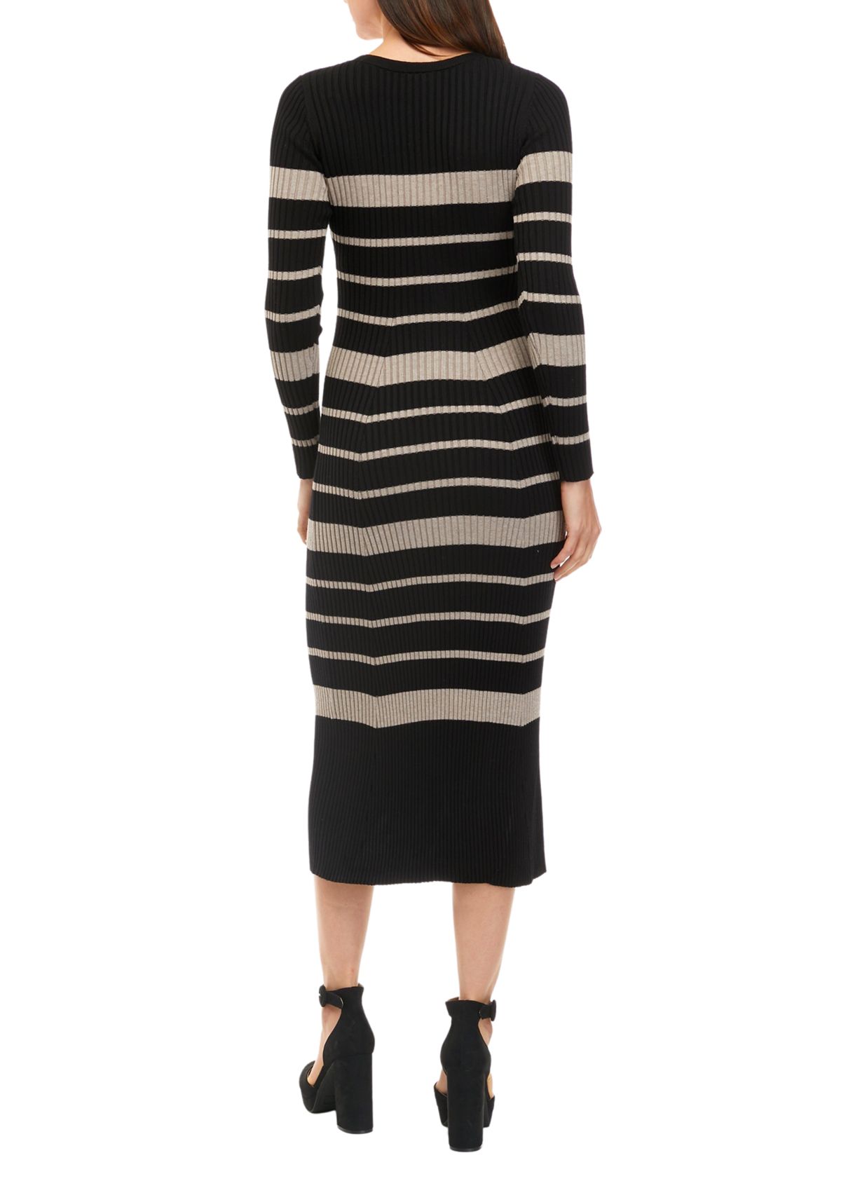 Womens Stripe Fit and Flare Dress