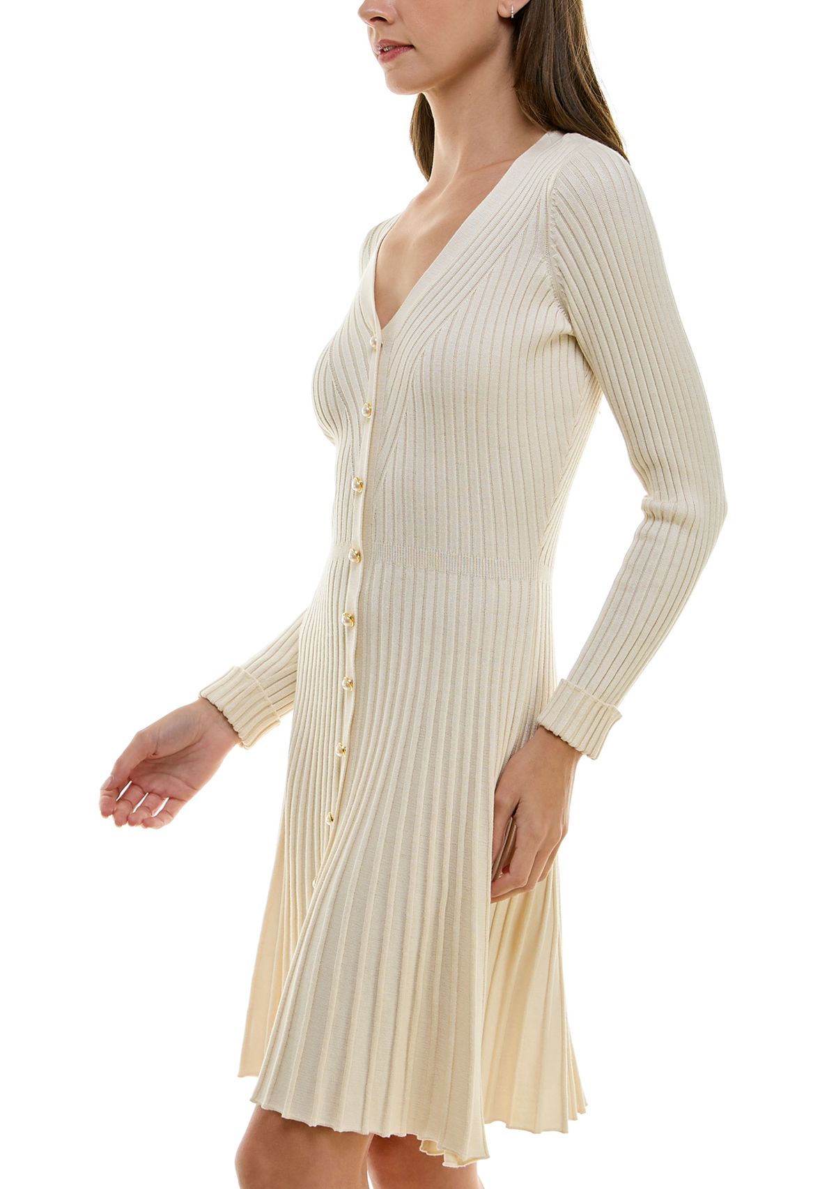 Womens 3/4 Sleeve Fit And Flare Dress