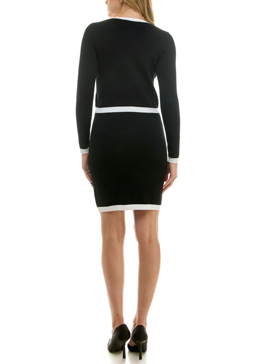 Womens Two Tone Sweater Dress Set