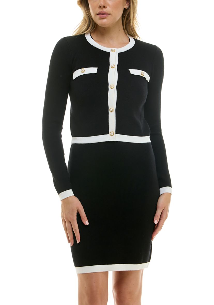 Womens Two Tone Sweater Dress Set