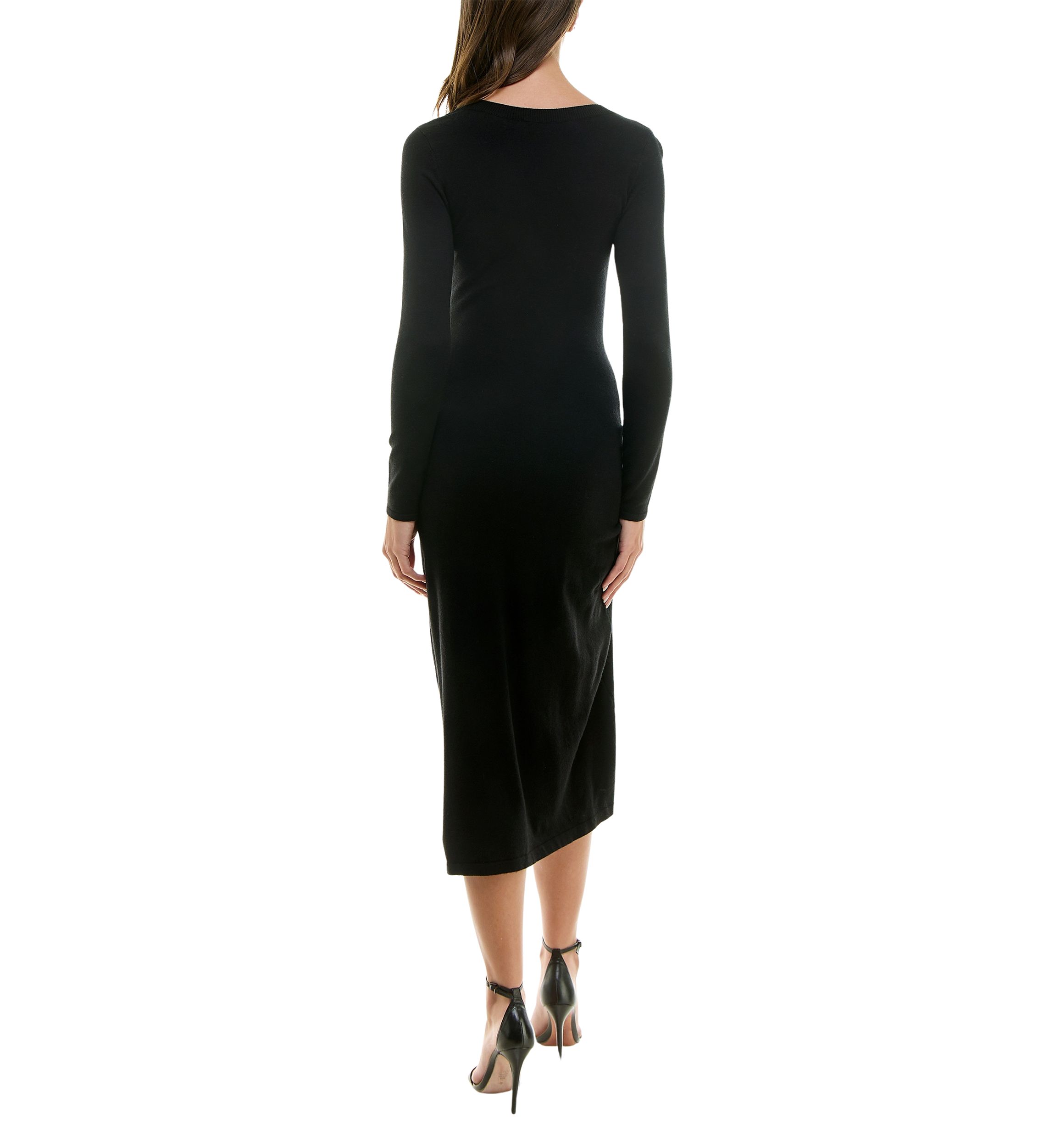 Womens Crew Neck Side Ruched Midi Dress