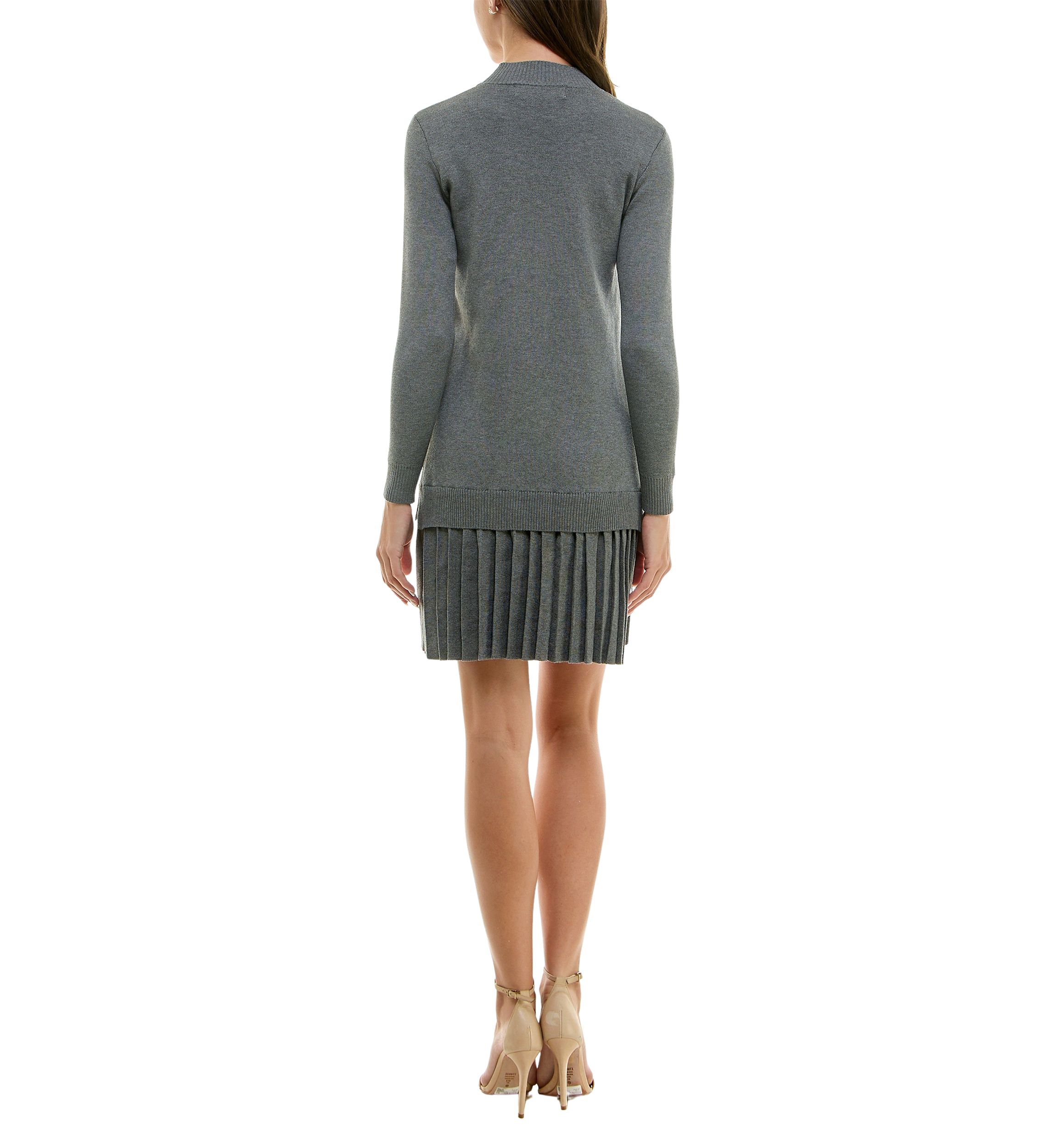 Womens Mock Neck Ruffle Hem Sweater Dress