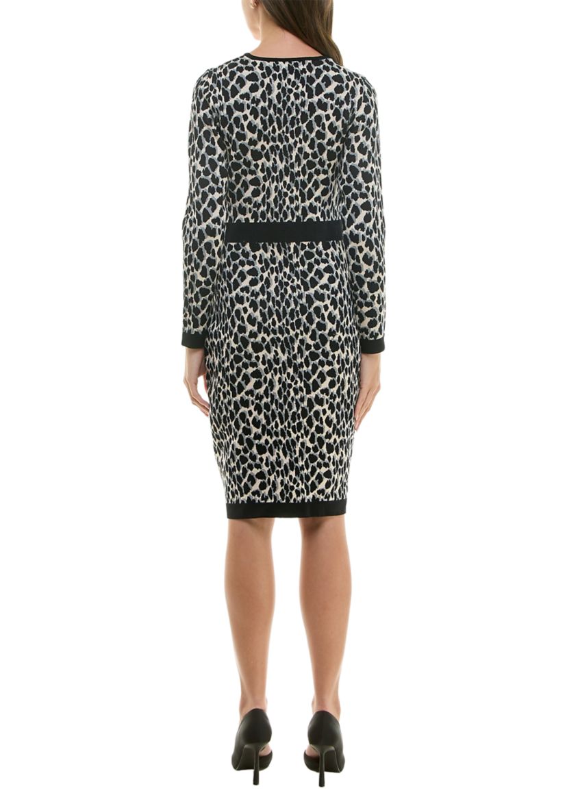 Womens Printed Sweater Dress with Buttons