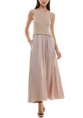 Taylor Satin Midi Dress - Beige - Large