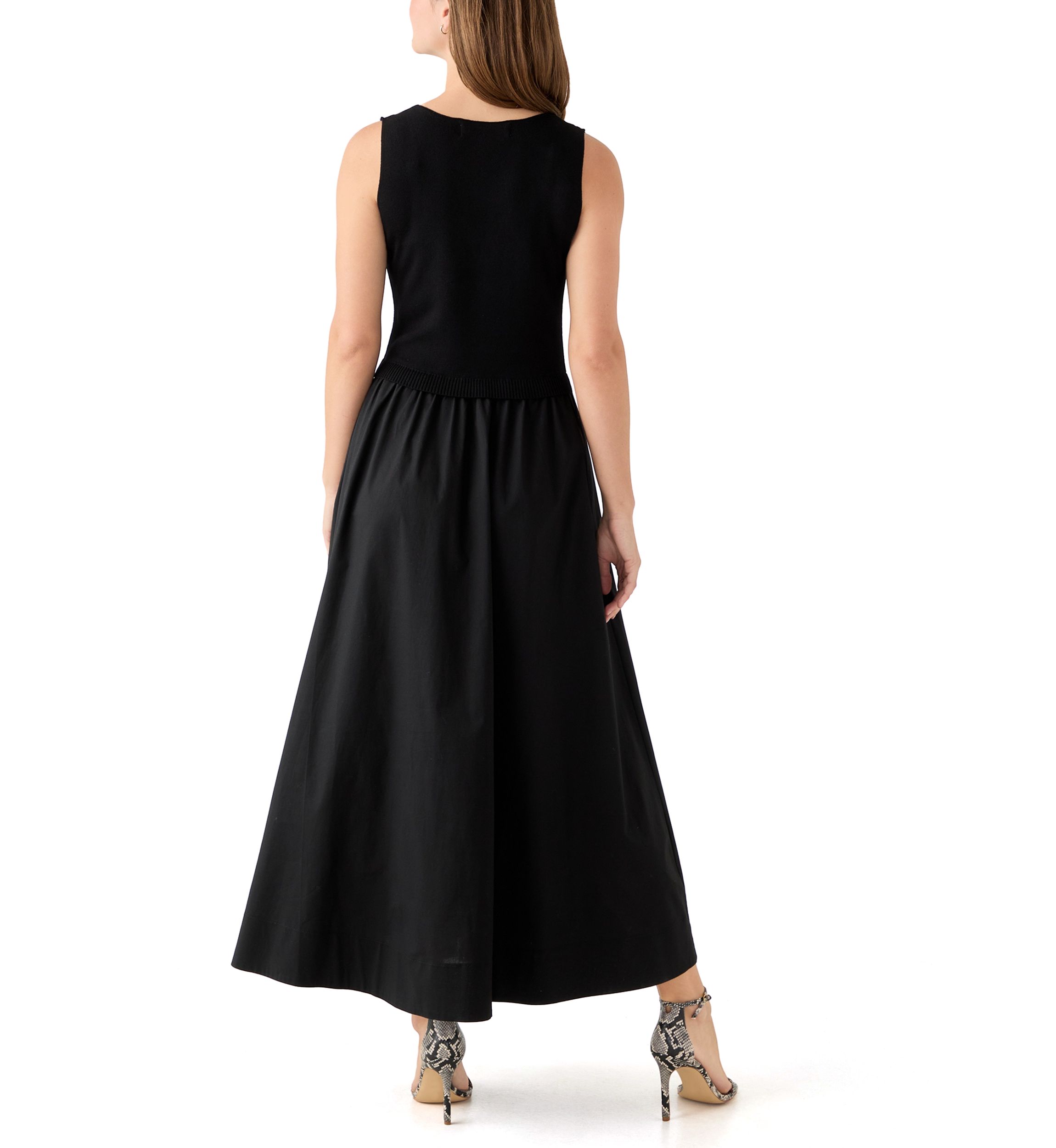 Womens Twofer Solid Sweater Midi Dress