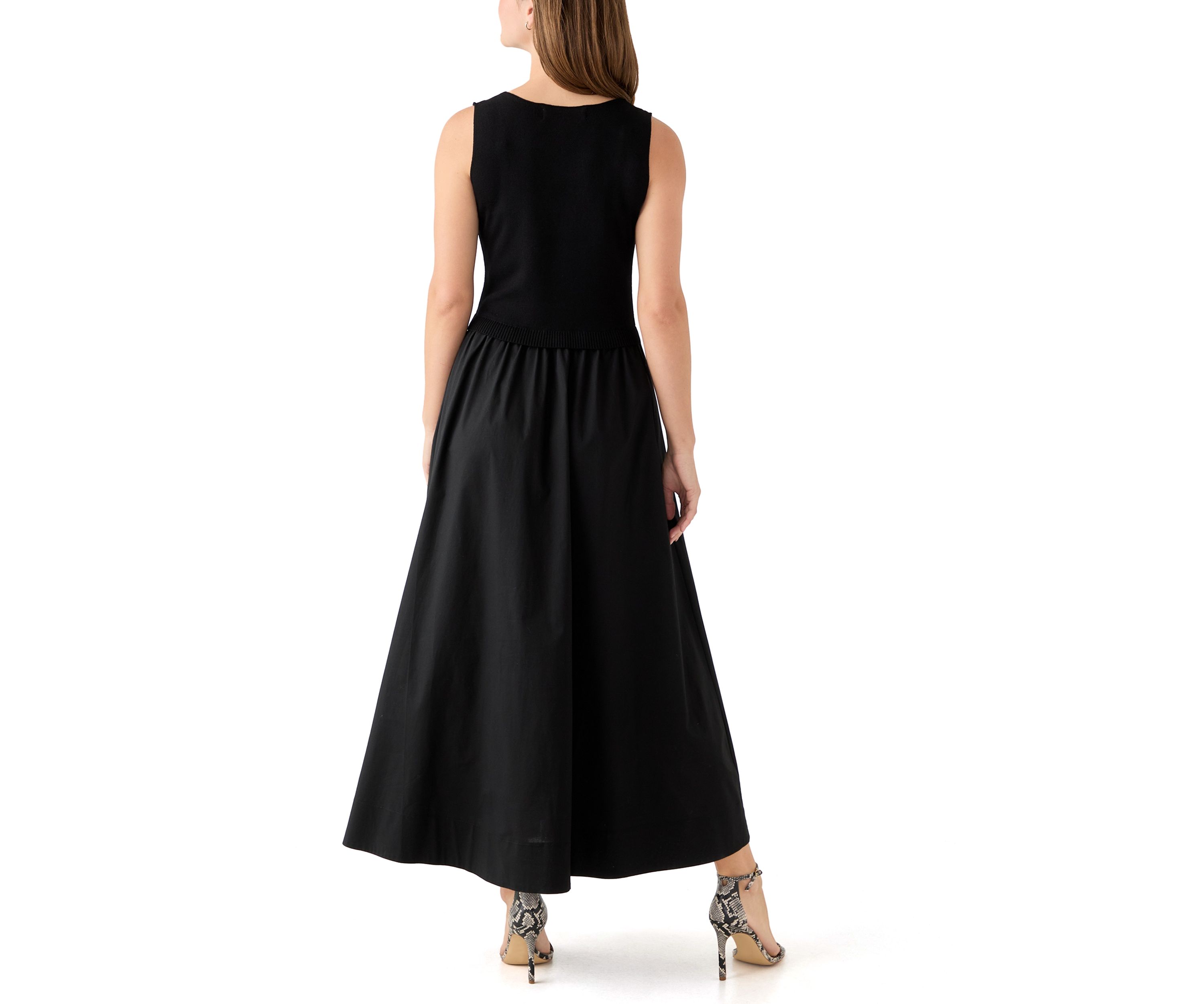 Womens Twofer Solid Sweater Midi Dress