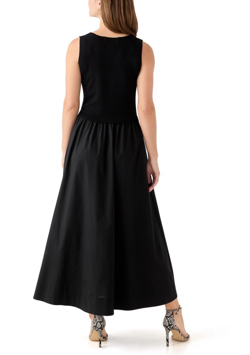 Womens Twofer Solid Sweater Midi Dress